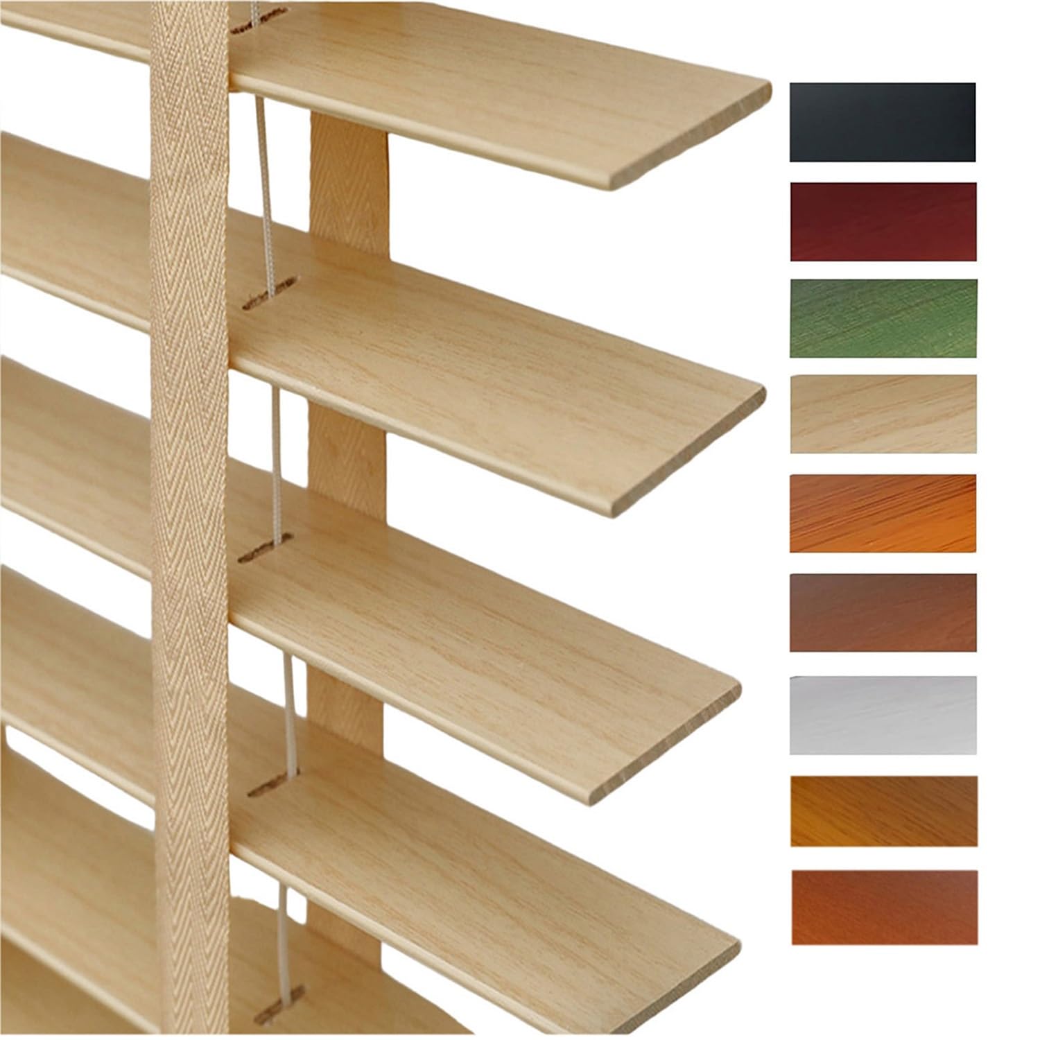 Faux Wood Blinds, 2" Slats Wooden Blinds for Indoor Windows, 22" 30" 35" 40" 42'' 46'' 48'' 50" 55" 66" 70" 75" Blackout Horizontal Window Shades, Cordless Privacy Blind for Bedroom,Living Room(Beige)