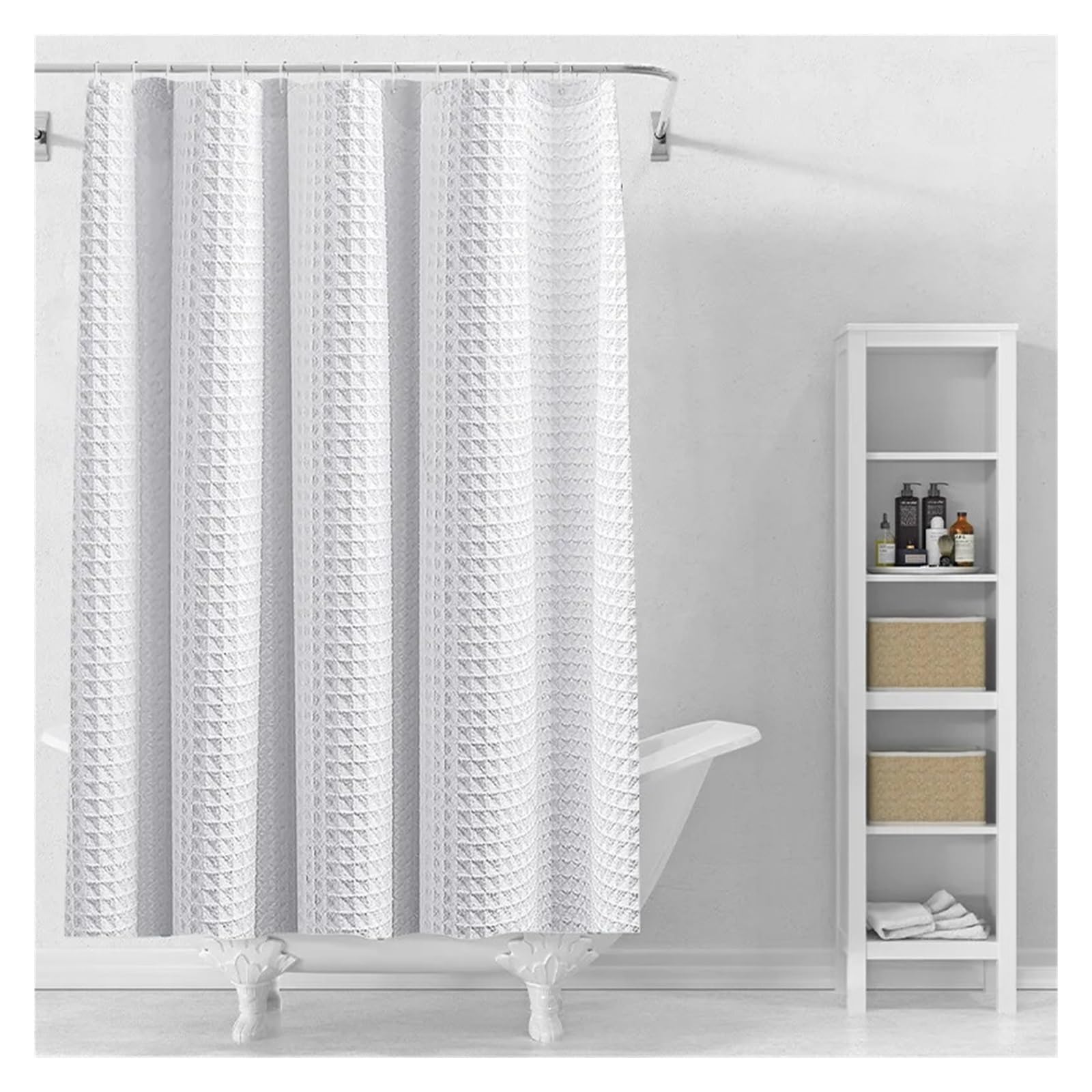 PIGENEQW Shower Liner Cloth Waterproof Heavy Duty Shower Curtain with Magnets and 12 Metal Hooks(180x200cm)