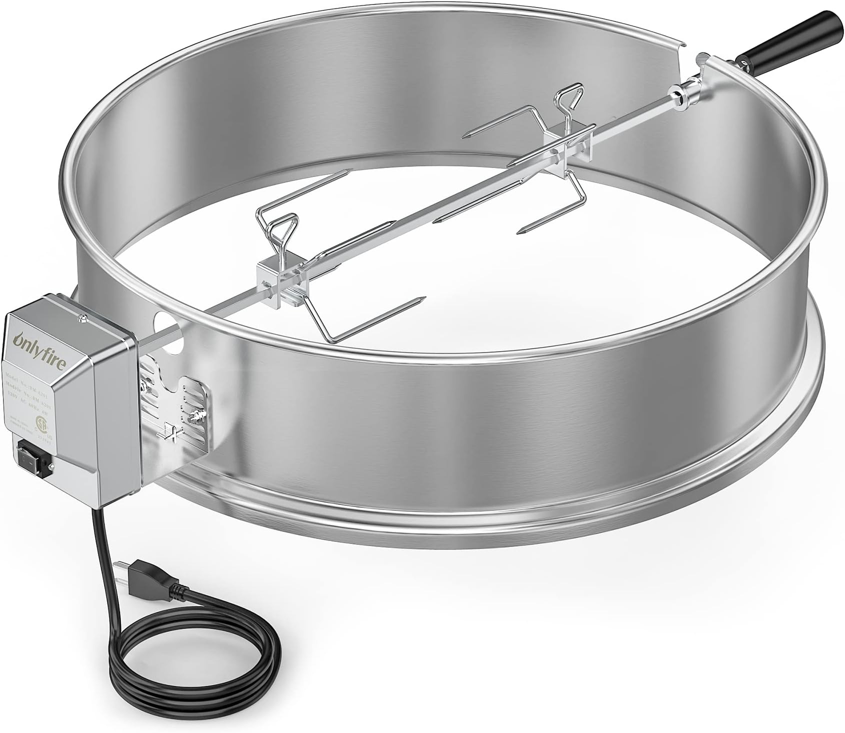 Stainless Steel Rotisserie Ring Kit for Weber 22 Inch Charcoal Kettle and Other Similar Grills