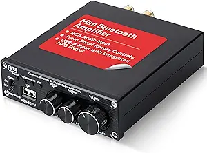 Pyle 2.1 CH Wireless Stereo Power Amplifier - 200W Bluetooth Mini Amp with USB Player, RCA Input, Subwoofer Output, Bass and Treble Control, Compact Audio Streaming Amp