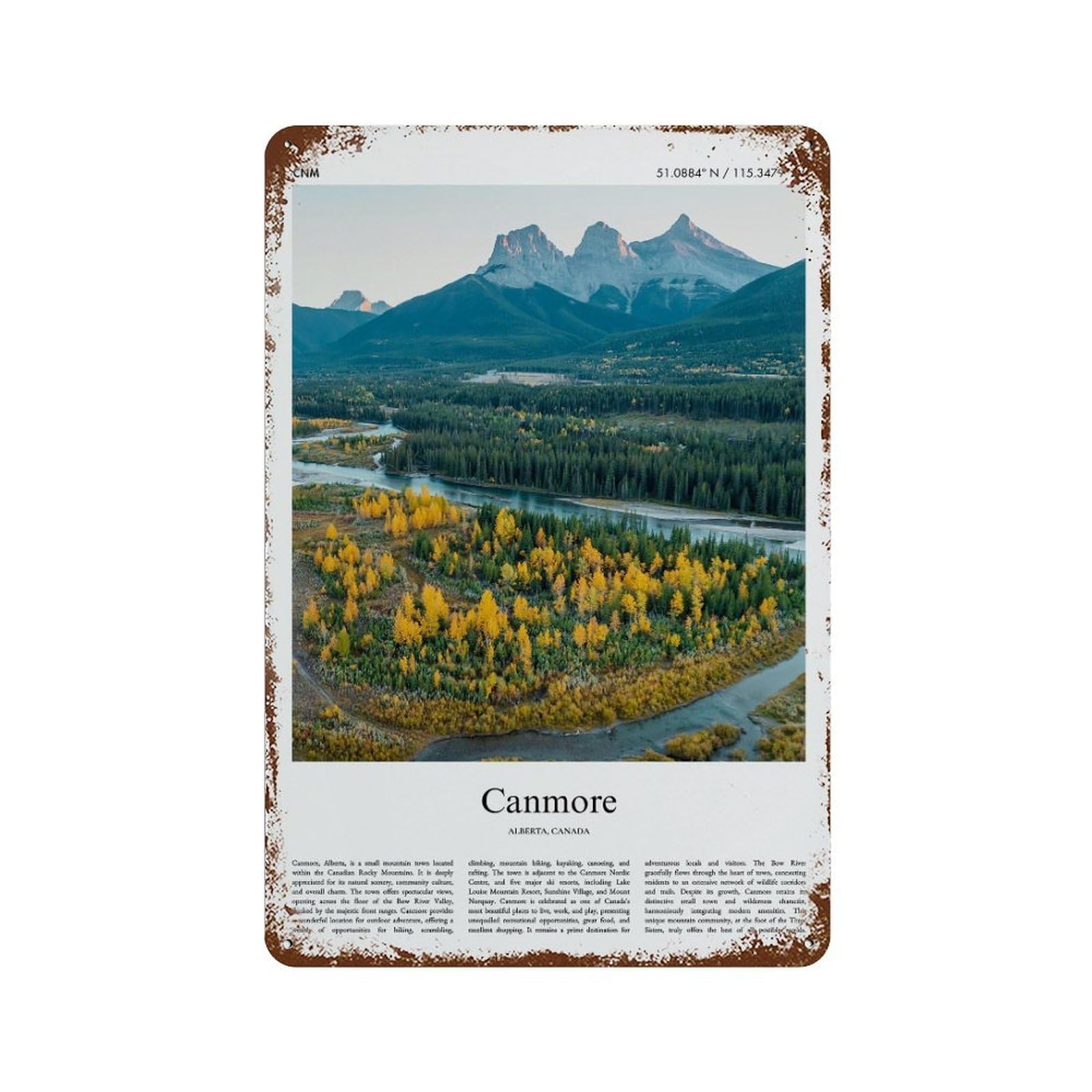 xiaoxiaoshen Canmore Alberta, Canada City Scenery Wall Decor Art Metal Tin Poster Modern Home Decor Art Home Bar Shop Decorations Vintage Sign 30x20cm