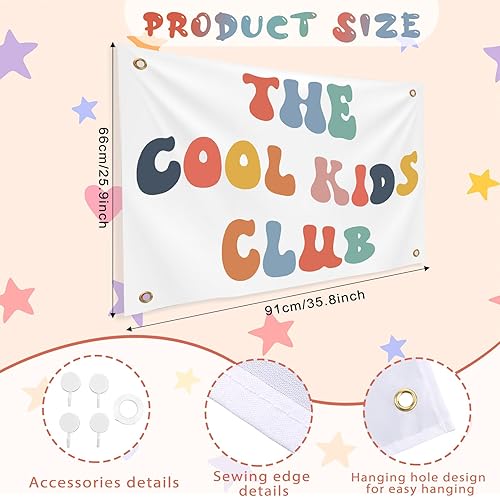 Miniatura 3 de Yinkin The Cool Kids Club - Pancarta de pared para sala de juegos, 36 x 26 pulgadas, colorido tapiz para colgar en la pared para dormitorio,