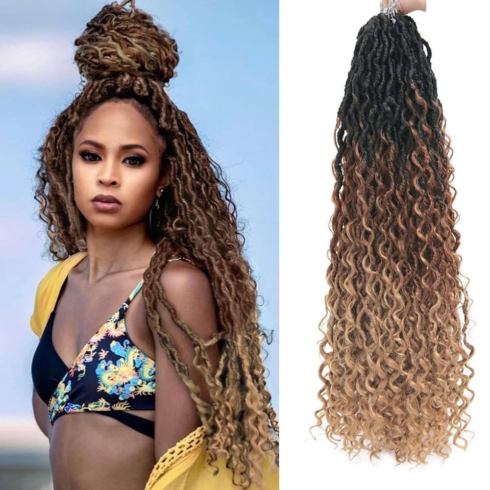 6Packs Goddess Locs Crochet Hair,22Inch Curly Faux Locs Crochet Hair Hippie Locs Crochet Braids Long Crochet Goddess FauxLocs for Black Women(22inch 1B/30/27)