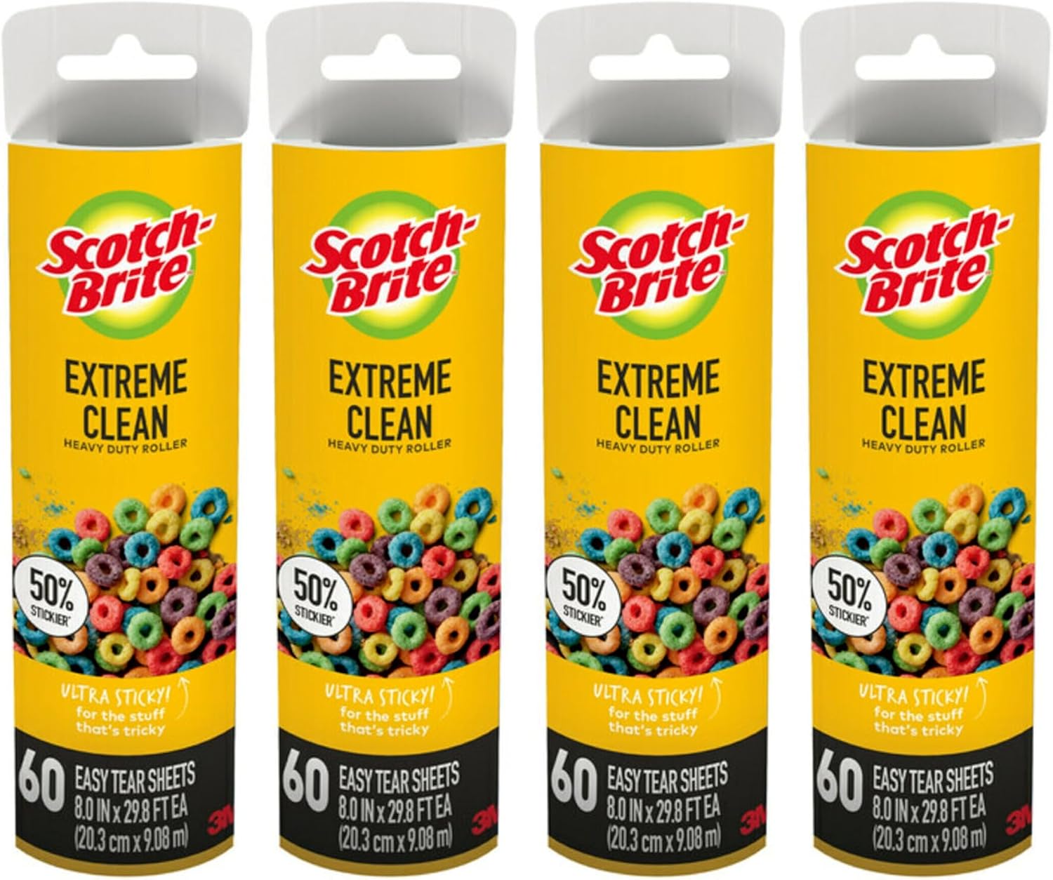 3M Scotch 50% Più Appiccicoso Rullo Pelucchi Scotch-Brite Per Grandi Superfici: 8 Pollici X 31,4 Piedi (60 Fogli) – Ricarica Naturale Per Una Casa Sempre Pulita!