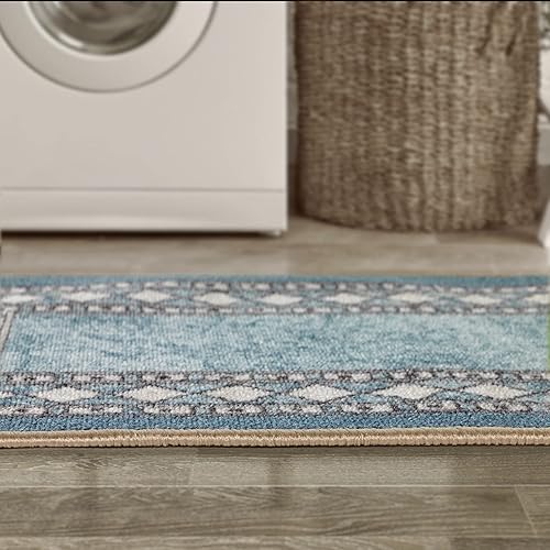 Miniatura 308 de Antep Rugs Alfombras modernas con bordes de 2 x 7 pies antideslizantes (antideslizante) de perfil bajo con parte trasera de goma para interiores