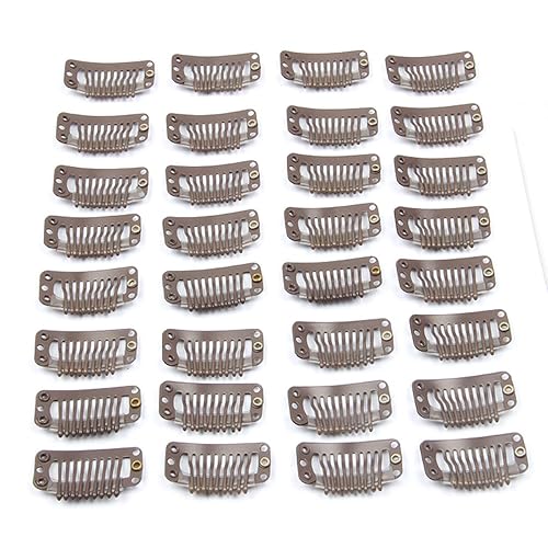 20 clips de metal a presión para extensiones de cabello DIY con clip, 9 dientes, 0.04 ozpieza, 9 dientes, 0.04 ozpieza, color marrón oscuro (marrón