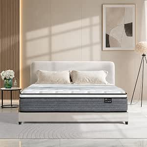 Vipcute King Size Mattress, 14 Inch Pocketed Spring Hybrid Mattress in a Box