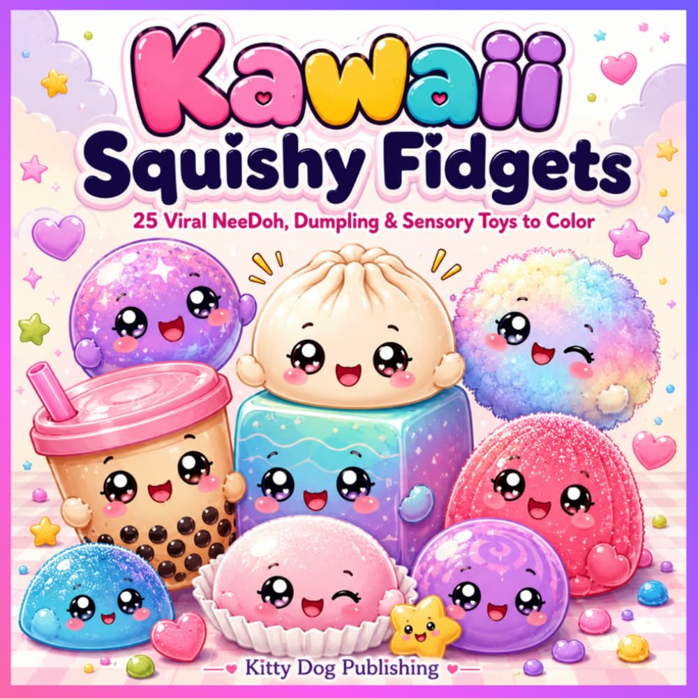 Kawaii Squishy Fidgets: 25 Viral NeeDoh, Dumpling & Sensory Toys to Color: Cute Kawaii Fidget Squishies Inspired by the Hottest TikTok Trend – Perfect ... Relief & Creative Fun! (Cute Coloring Books)