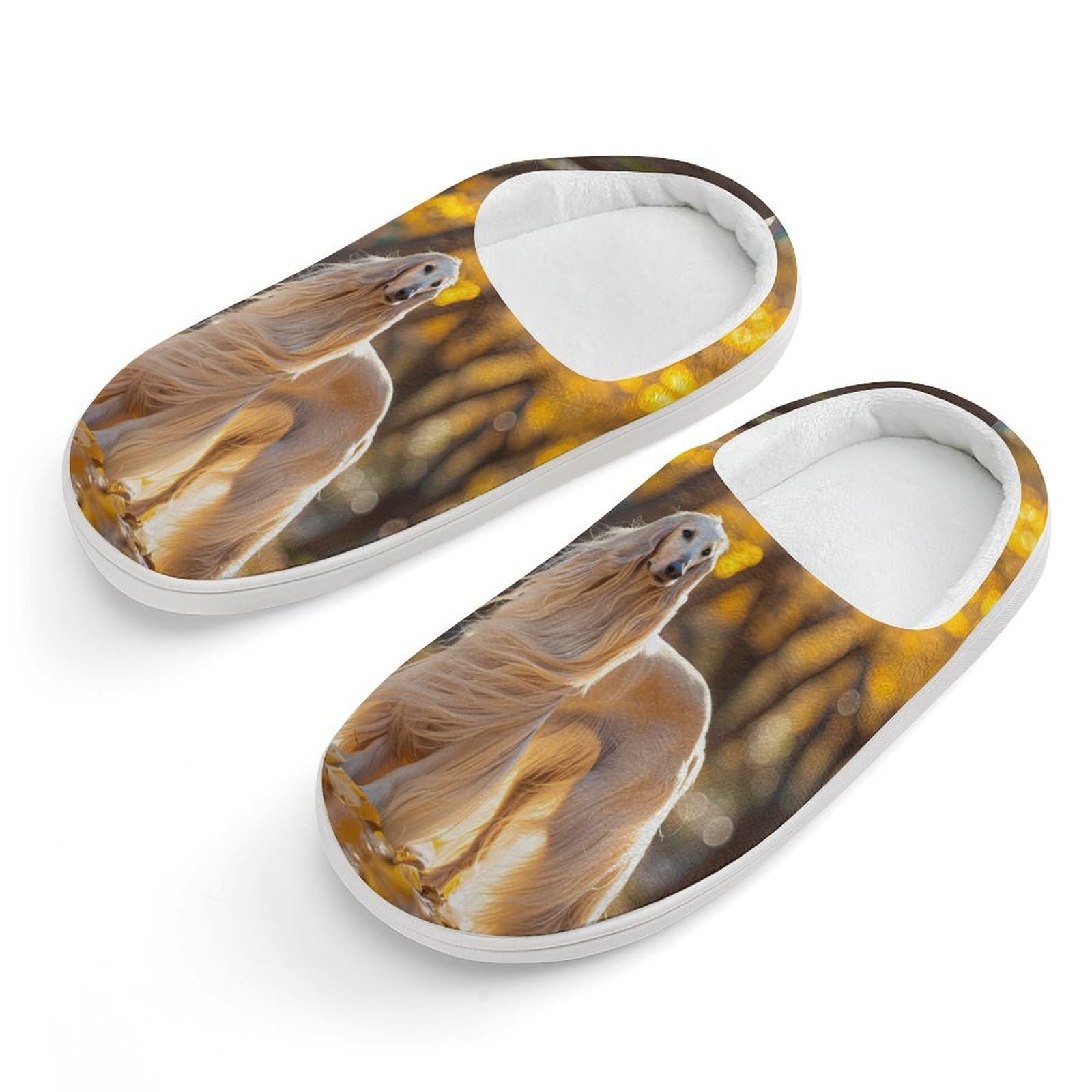 Afghan Hound with Long Hair Cute Cotton Slippers Anti-Slip House Shoes Printed Slipper for Indoor Outdoor