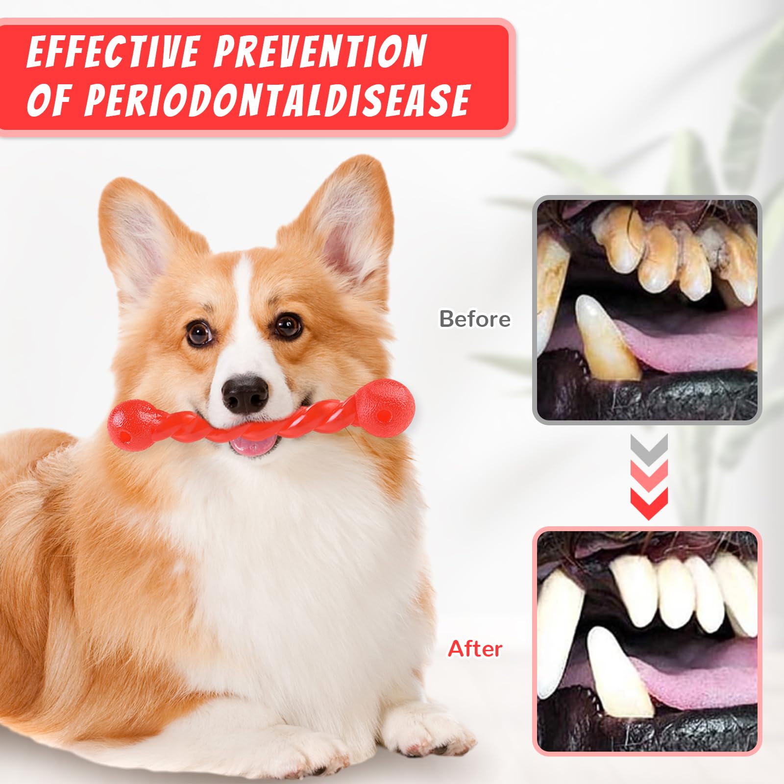 2 Pcs Indestructible Rubber Dog Chew Toys, Durable Dental Care Sticks for Teething Puppies - Image 3