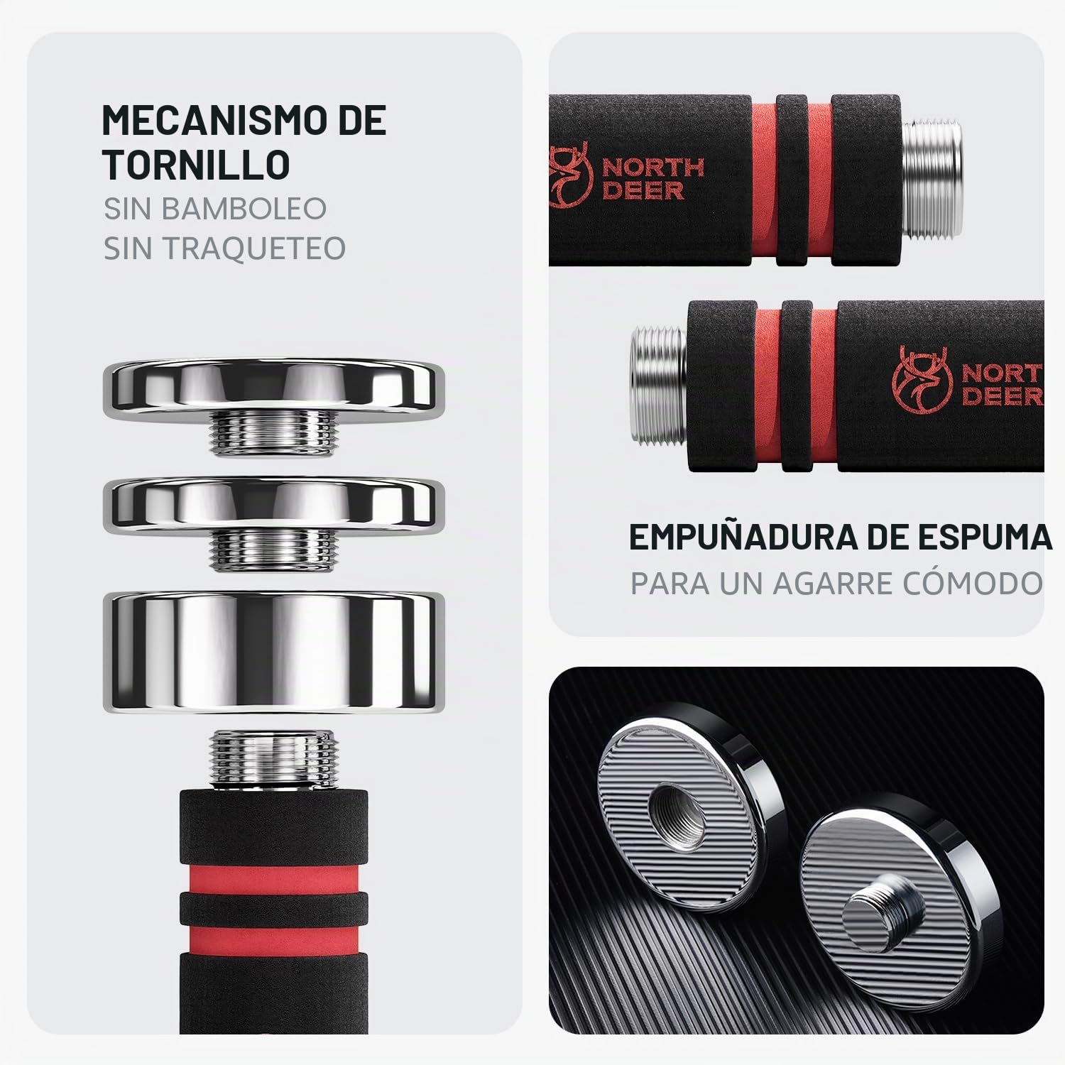 Mancuernas de acero ultracompactas ajustables de 2,5 kg, 5 kg, 7,5 kg, 10 kg, 15 kg, 25 kg, mancuernas cromadas con asas de espuma, gimnasio en casa (elección de tamaño)