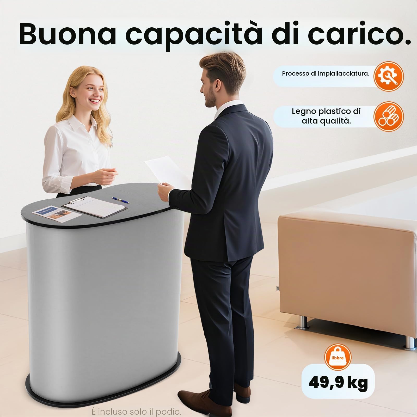 Banco fieristico pieghevole, portatile, per promozione, 40 x 90 x 90 cm, capacità di peso 50 kg, colore nero, adatto per scuole, mostre, musei