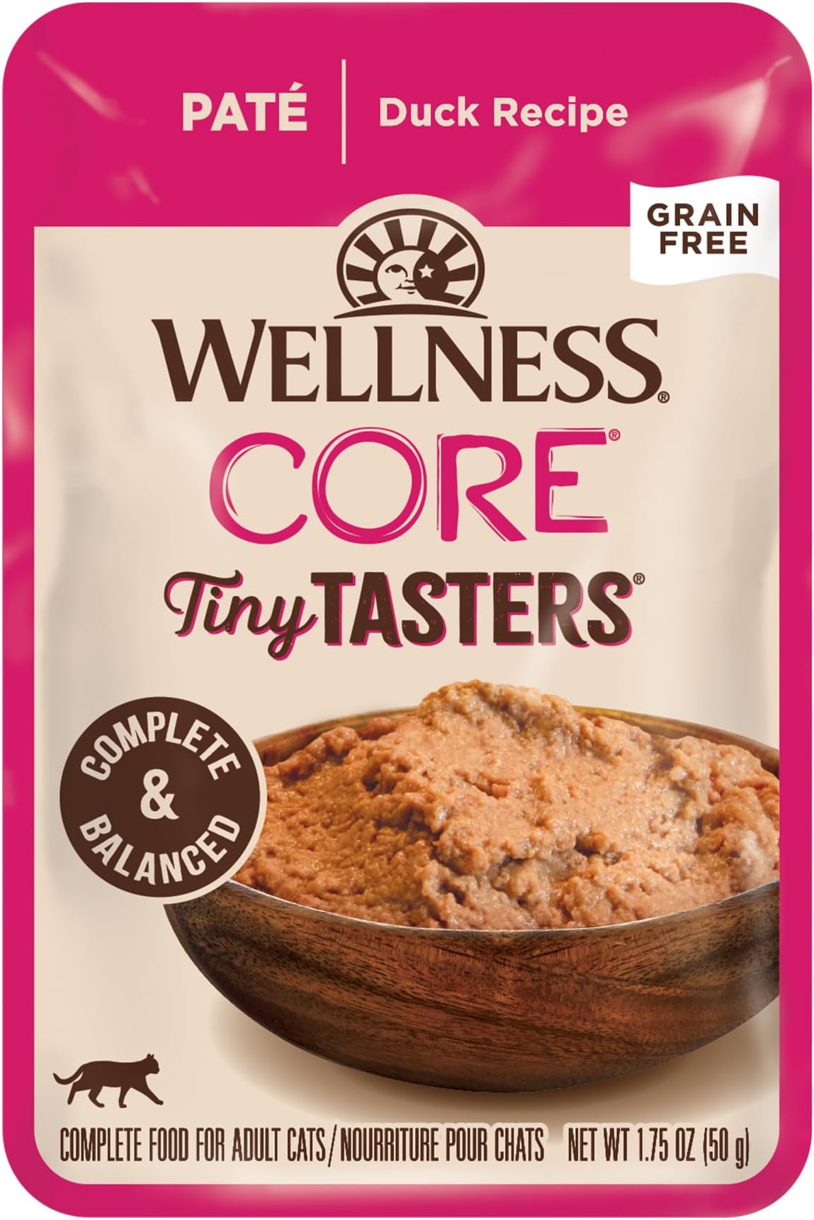 CORE Tiny Tasters Wet Cat Food, Complete & Balanced Natural Pet Food, Made with Real Meat, 1.75-Ounce Pouch, 12 Pack (Adult Cat, Duck Pate)
