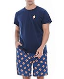 Mens Pajamas Set Summer 2-Piece Pjs Sleepwear Short Sleeve Lightweight​​