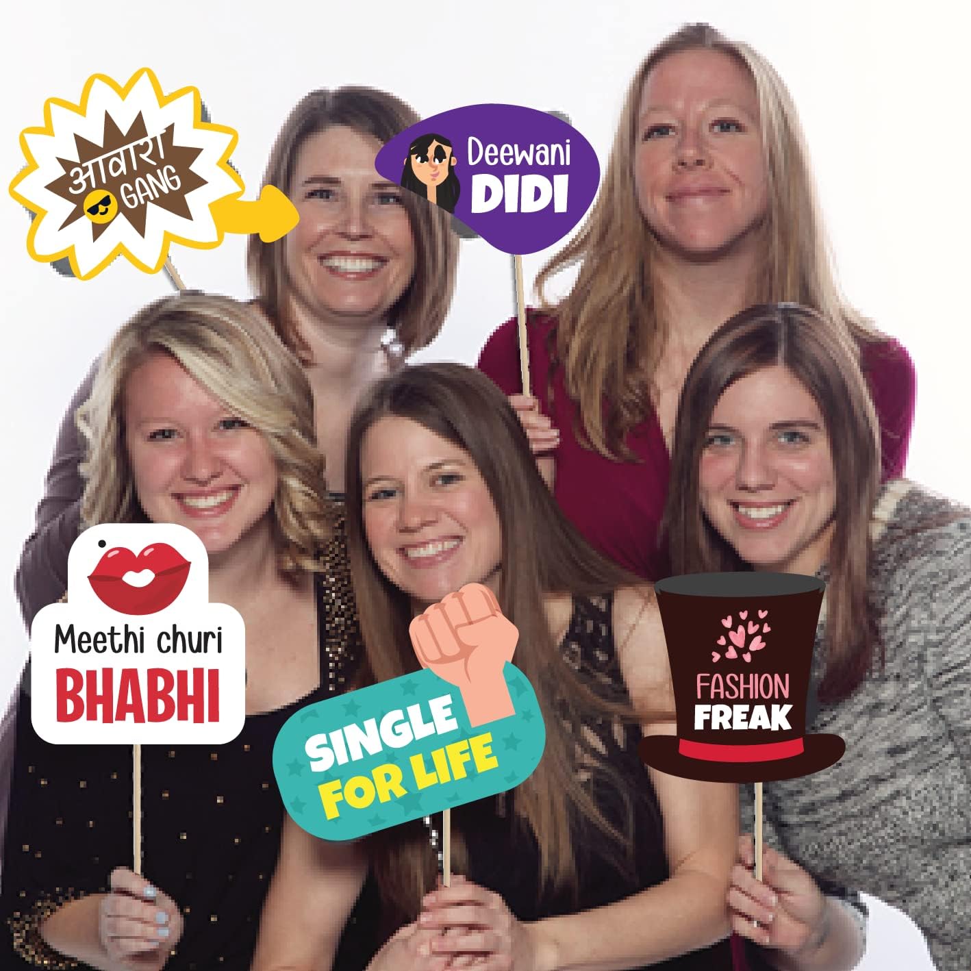 All Occasion Indian Family Relatives Photo Booth Props for Party, Baby Shower Props for Family/Birthday Props for Family/Wedding Props for Family (42 Pieces) by Indian Collectible