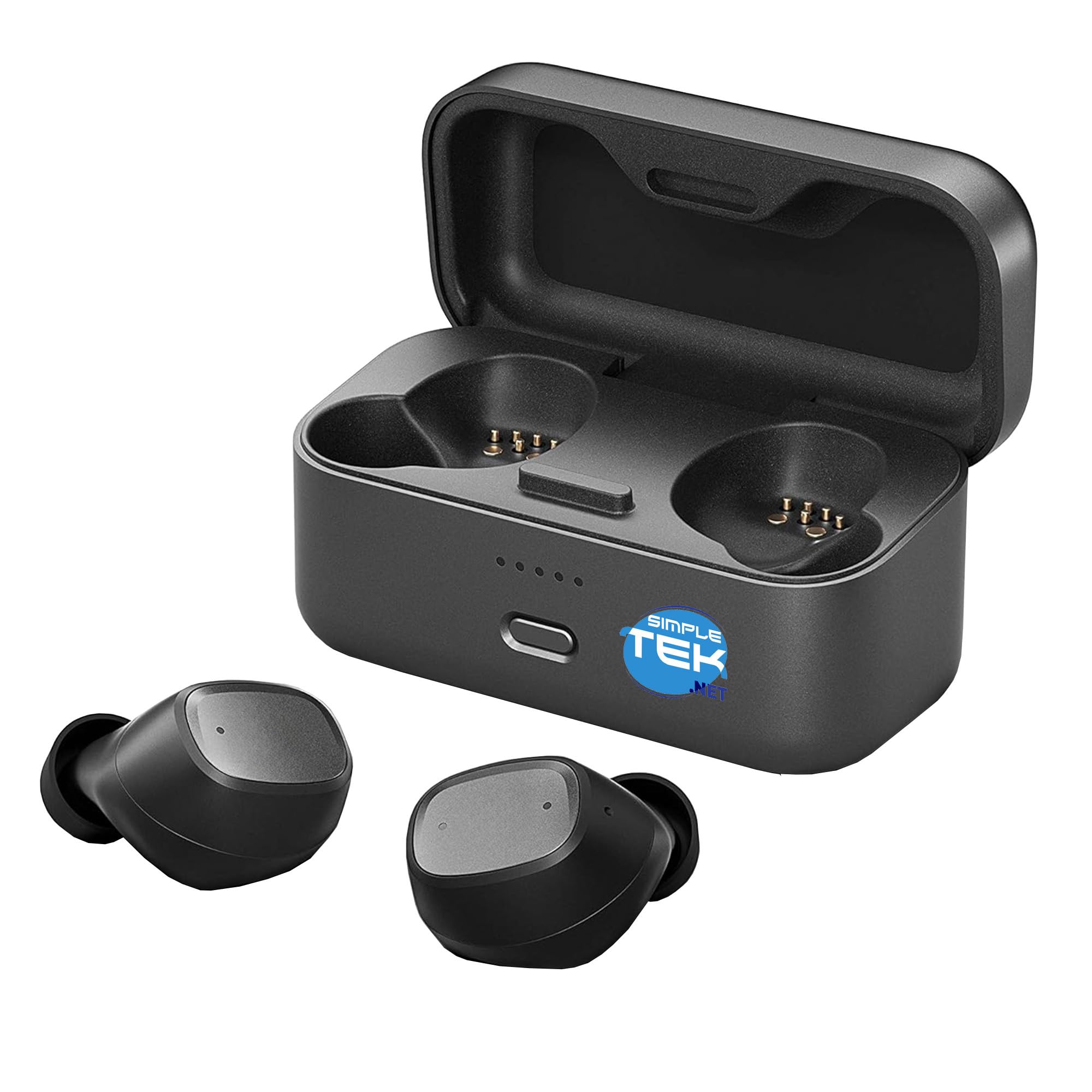 SIMPLETEK - Auricolari TWS wireless gaming 1D/2D con Bluetooth 5.1, autonomia 5 h + 15 h custodia, microfoni duali, IPX5 – nero