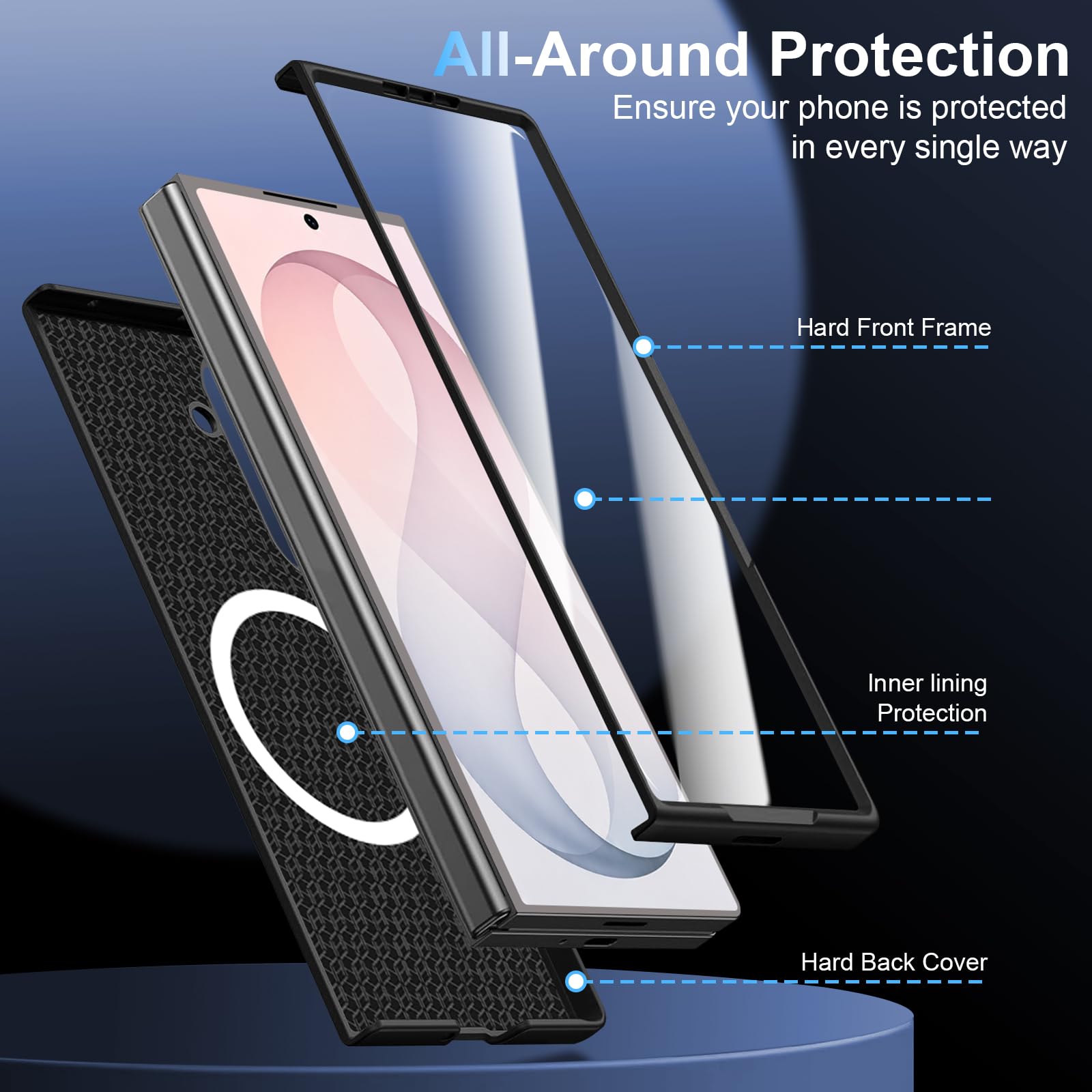Croazhi Custodia per Samsung Galaxy Z Fold 8 Ultra, custodia magnetica pieghevole con pellicola protettiva frontale integrata, compatibile con Mag-Safe, cover rigida sottile, protezione a 360°