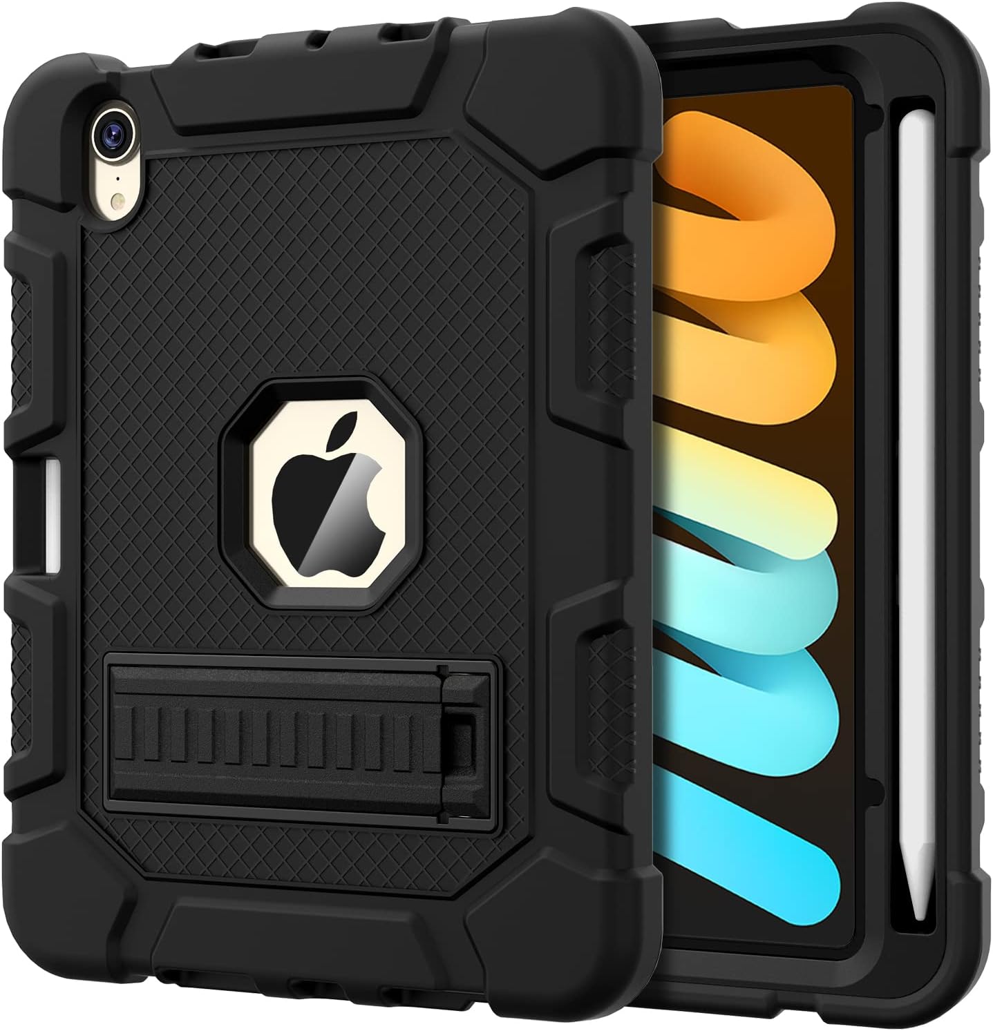 Azzsy Case for iPad mini 7 A17 Pro 2024 / iPad mini 6 2021 8.3 Inch, Heavy Duty Shockproof Rugged Protective Case for iPad mini 7th/6th Generation 8.3", Black