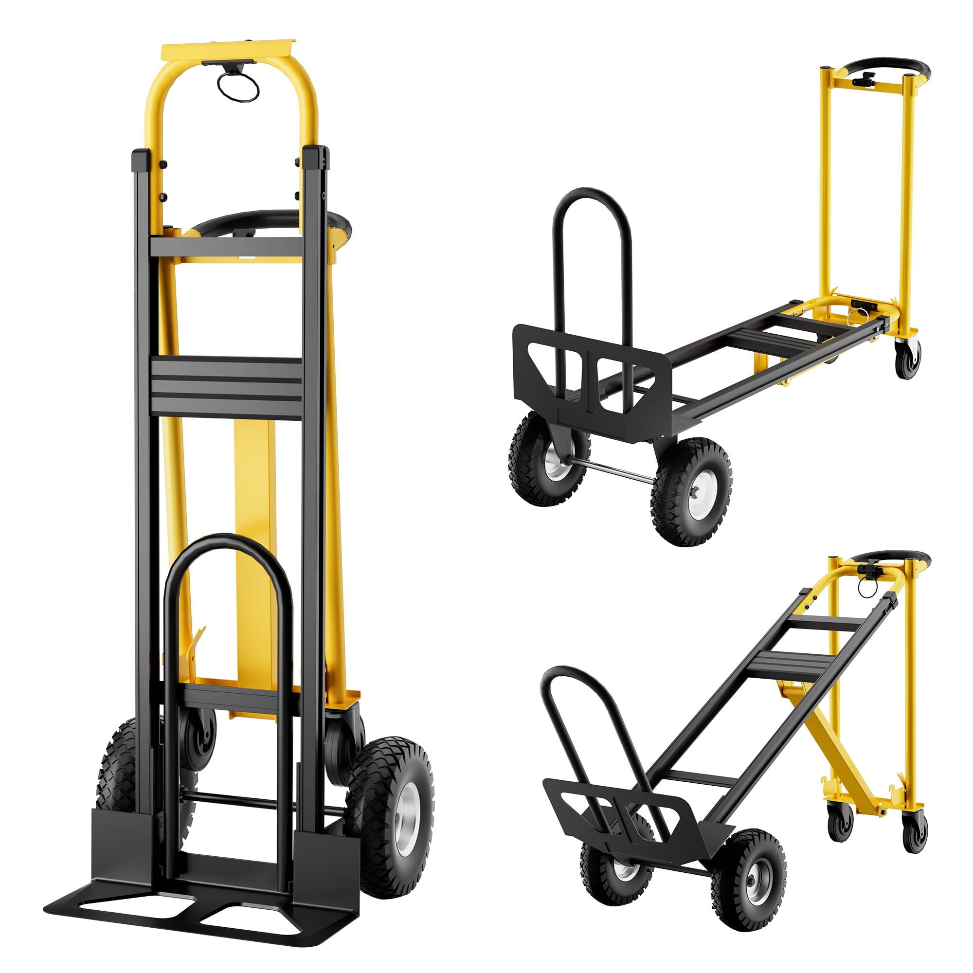 Diable de Transport Robuste 350 kg, Diable Pliant en Acier, 2 en 1 Chariot Pliant Léger à Plateforme Pliable pour Jardin Entrepôt Déménagement