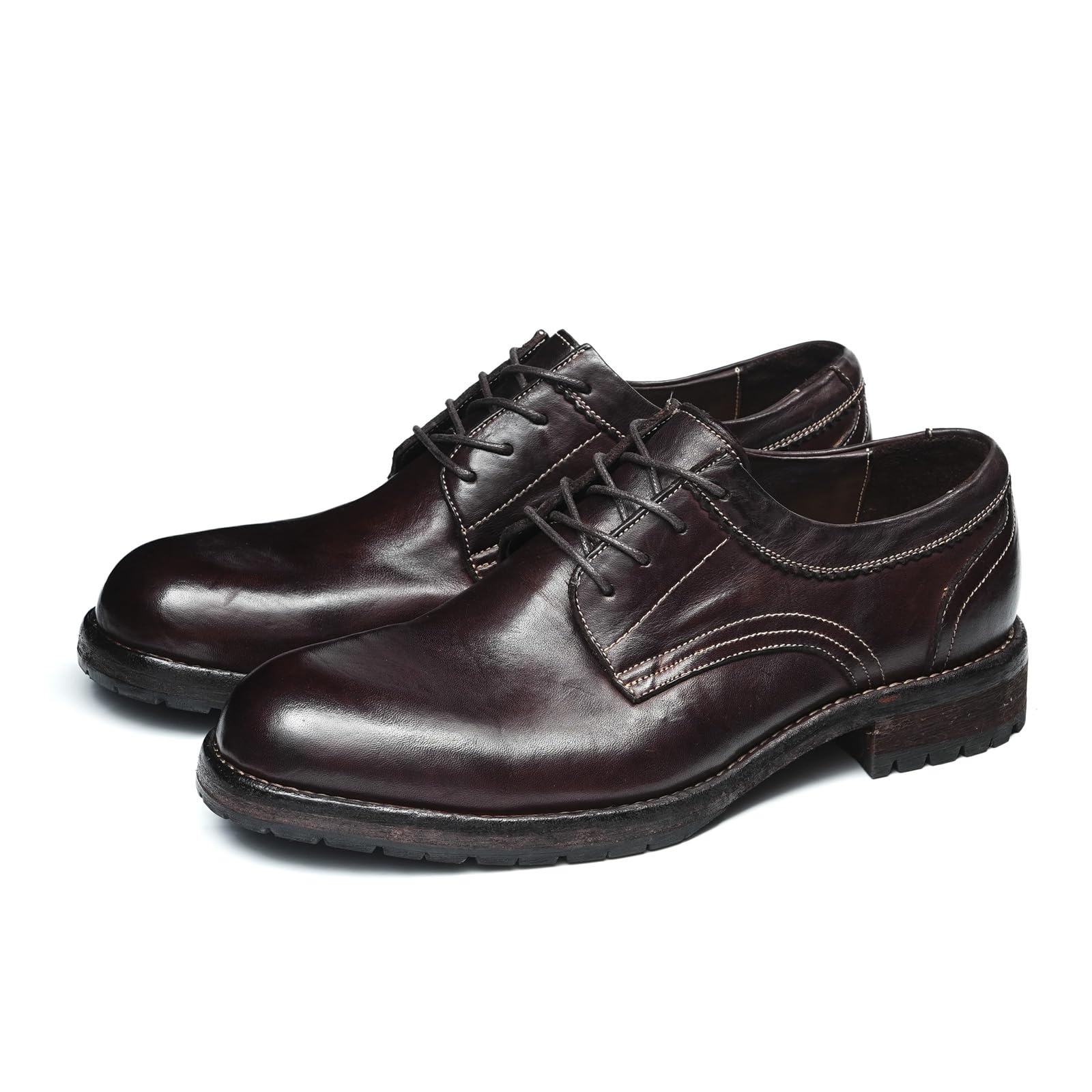 Derbys in Vera Pelle Morbide Comode da Uomo Scarpe Basse Stringate Affari Casuale Vintage
