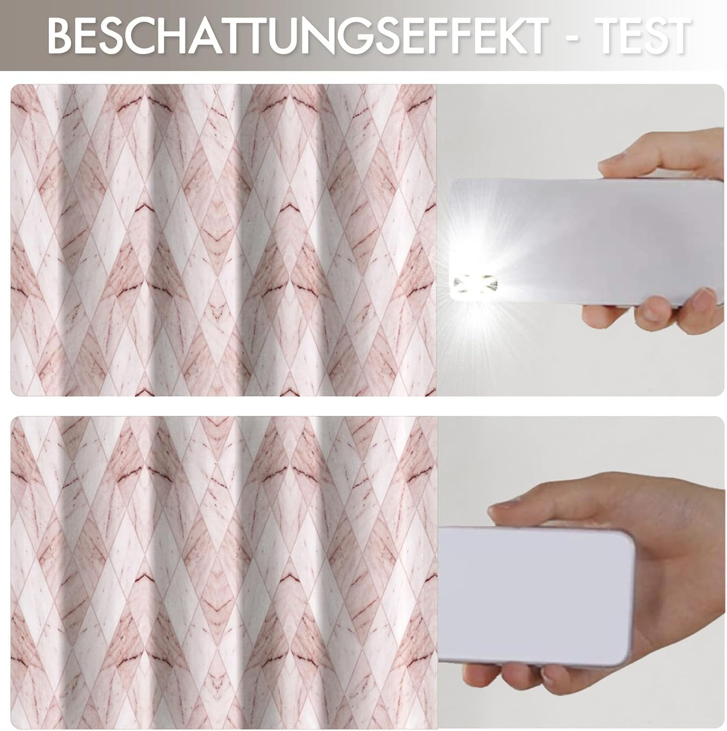 Traditional Diamond-Shaped Marble Blackout Curtains Nordic Geometric Style Patterned Grommet Window Drapes For Bedroom Living Room, Pink Window Treatments 108 Inch Length 2 Panels Set, 52 X 108 Inch