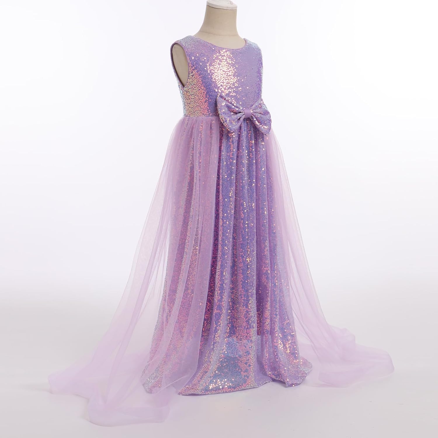 Flower Girls Sequin Dress Sleeveless Glitters Princess Tulle Long Maxi Dress Pageant Birthday Wedding Party Gown - Image 4