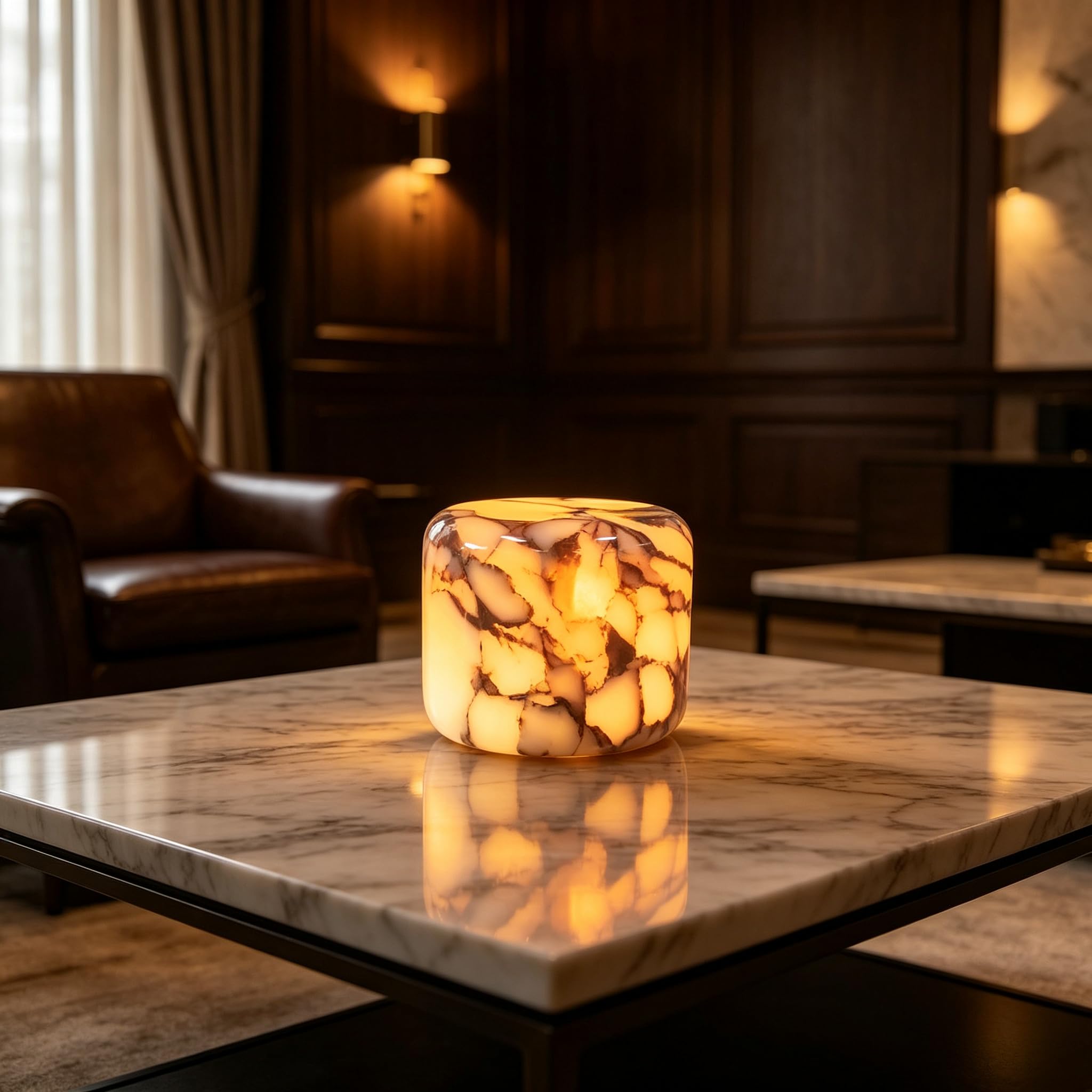 Forrader Natural Marble Lamp Cordless Touch Control Night Light Rechargeable Small Marble Table Lamp, Dimming Warm Glow Portable Marble Touch Lamp for Bedroom, Living Room, Decor Gift