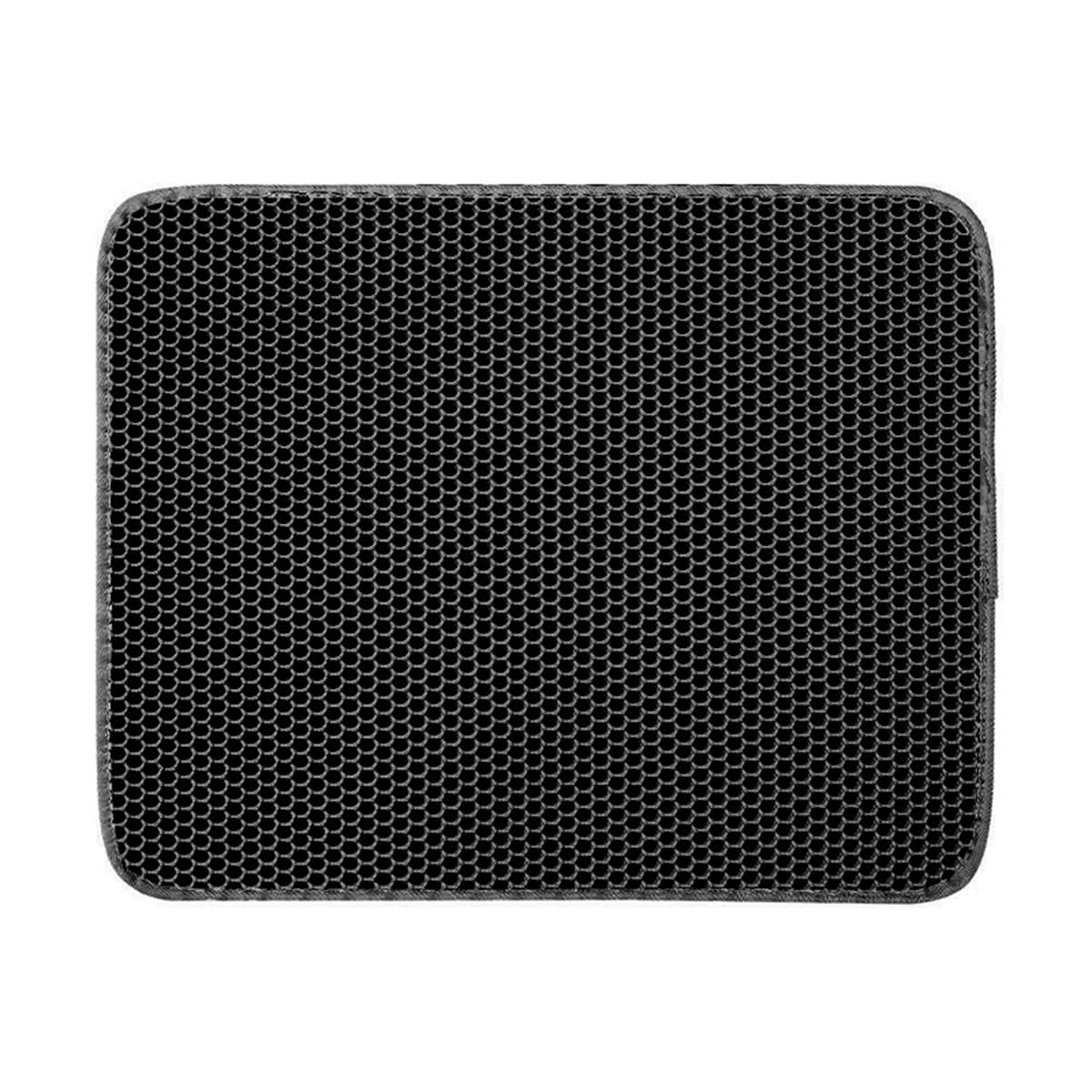 Cat Litter Trapping Mat, Honeycomb Double Layer Design, Urine and Water Proof Material, Scatter Control, Less Waste, Washable- Easy Clean Litter Catcher Mat (Black,55X75CM)