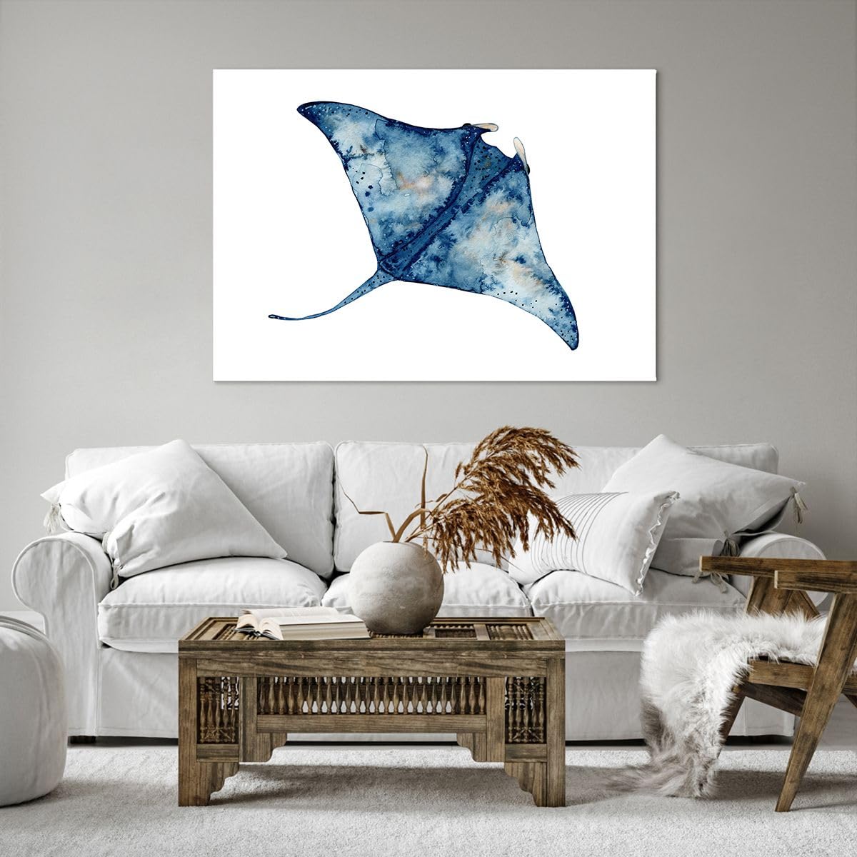 Lienzos decorativos 100x70cm Cuadro Sobre Lienzo Moderno Mantarraya Pez Estilo Costero Grande Dormitorio Cocina Cuadros Pared Imágenes Cuadros Decoracion Salon Wall Art Prints Decor AA100x70-5407