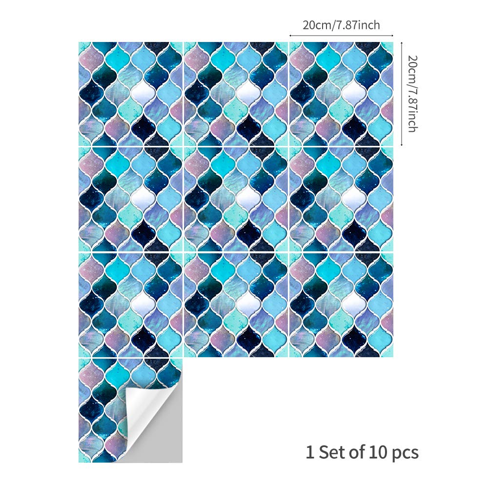 Paquete de 30 pegatinas autoadhesivas impermeables de PVC for azulejos de pared, multicolor, varios tamaños(Ts087,20x20cm-30Pcs)