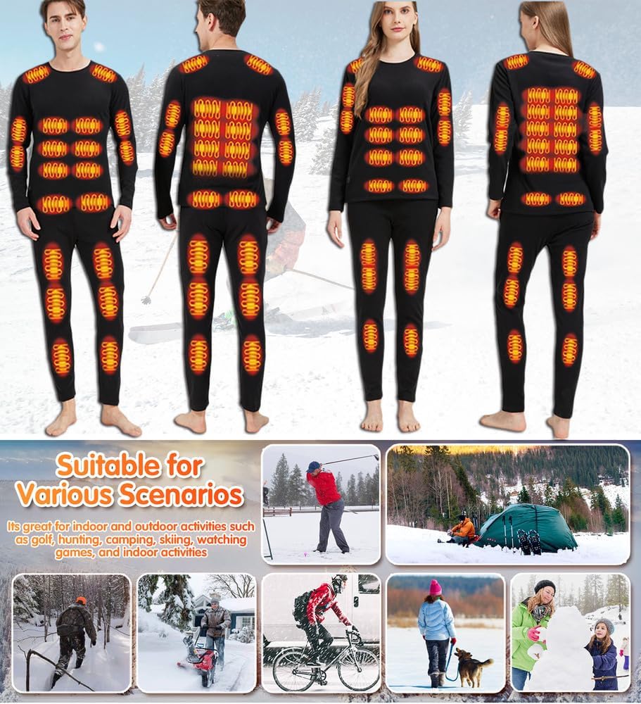 Mens 2 Piece Lined Thermal Underwear Set, Insulated Long Johns Pant and Base Layer Top Men's Heavyweight Brushed Back