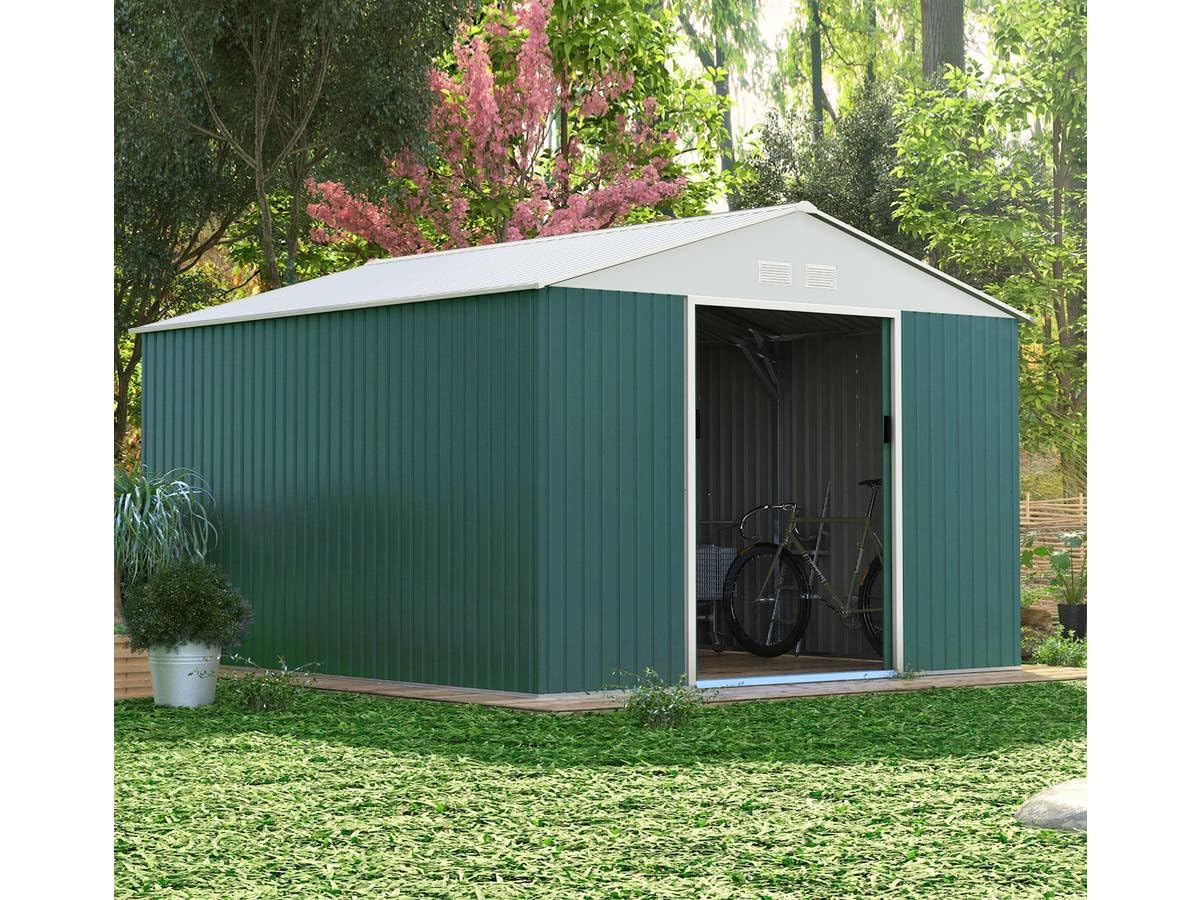 Habitat et Jardin Caseta de jardín metálica Rosas - 10,85 m² - Verde
