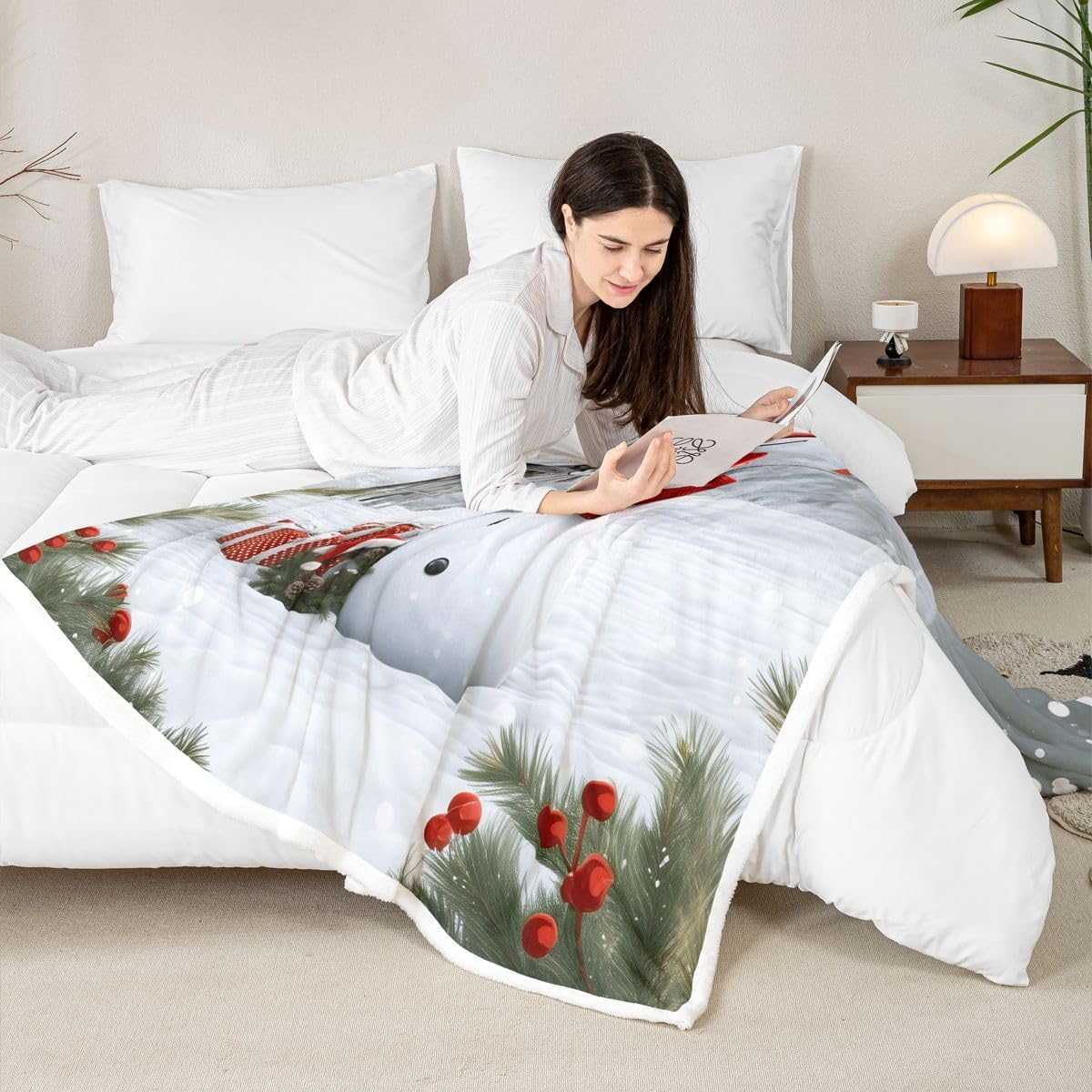 Erosebridal Christmas Sherpa Blanket 60"x80" for Teens Adults image 3
