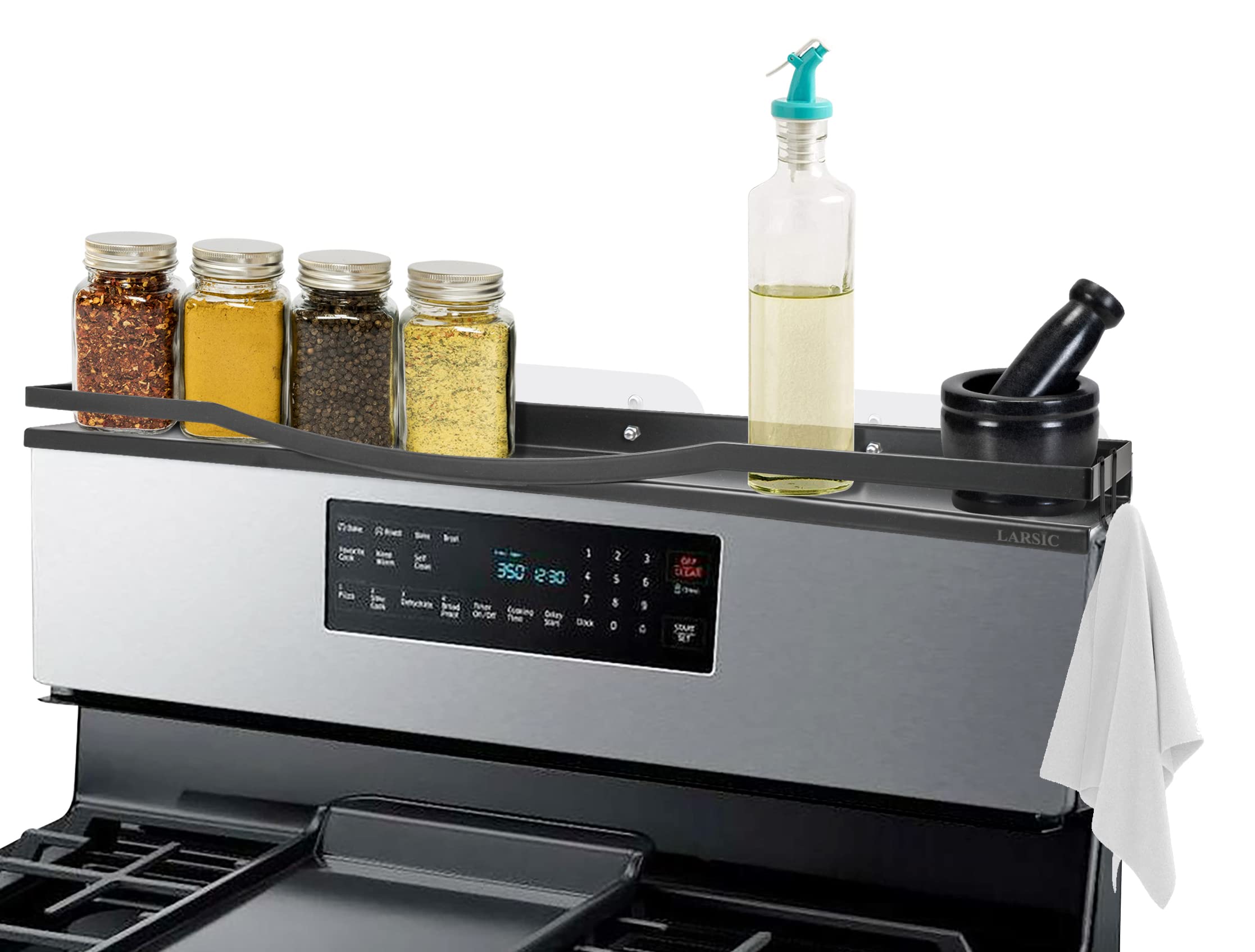 Buy LARSIC Stove Top Spice Rack Shelf 4" Wide Any Stove Back Easy Fast