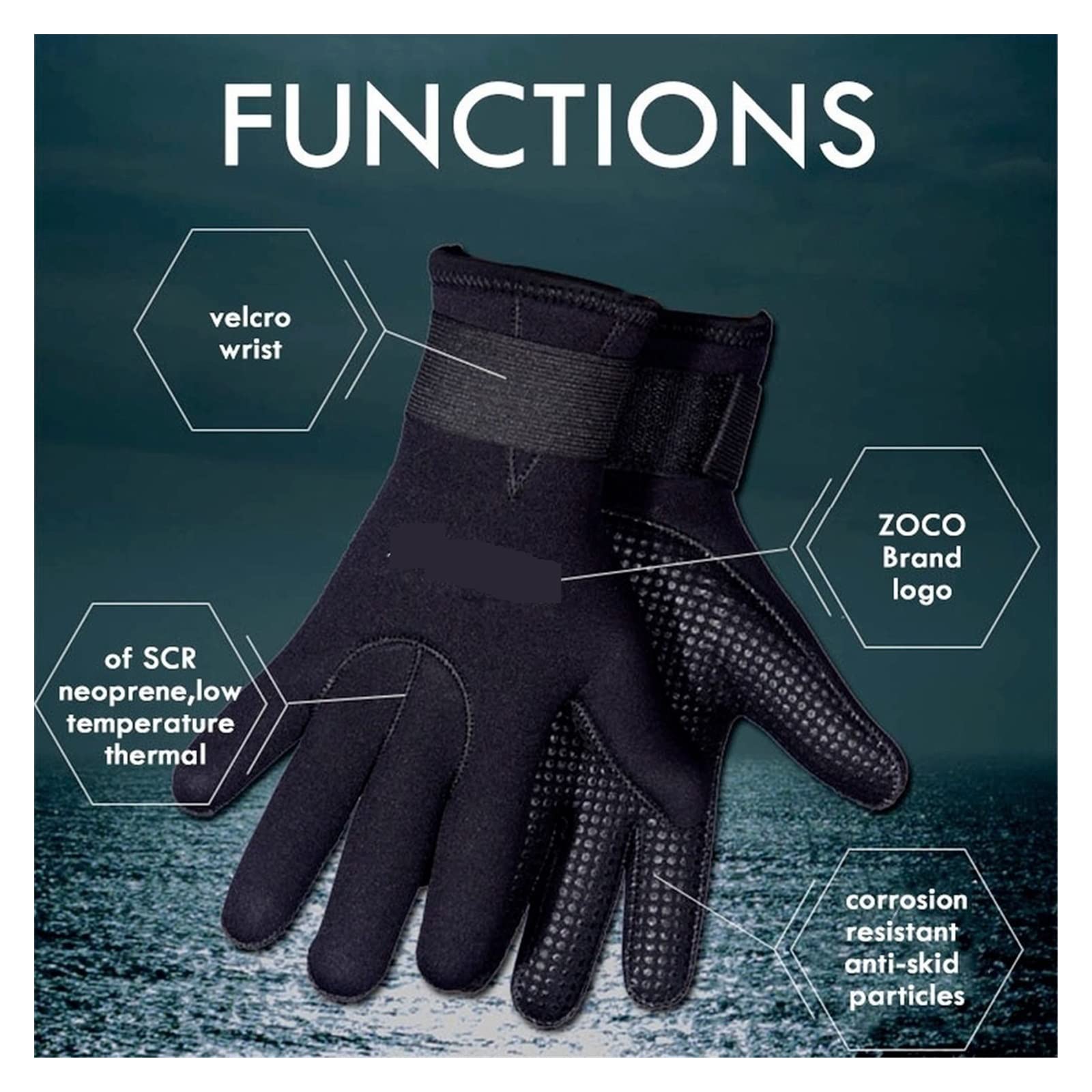 Neoprenanzughandschuhe, 3mm Neopren Tauchhandschuhe Herren Damen rutschfeste Schwimmhandschuhe Schwarz Warme Neoprenanzughandschuhe for Kajakfahren Surfen Schnorcheln