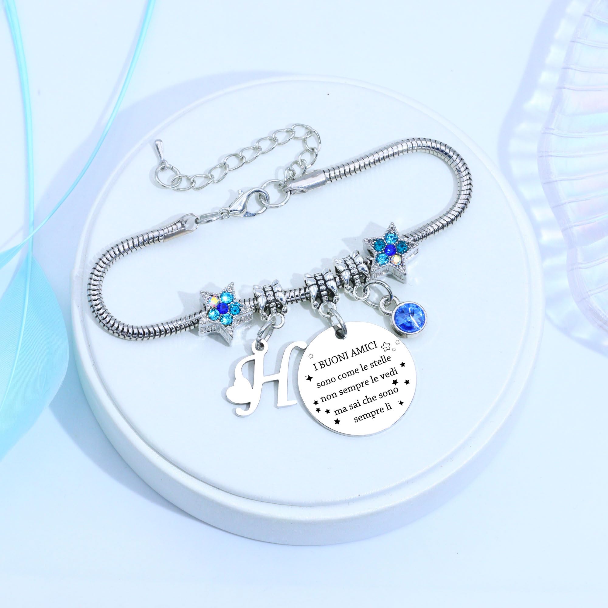 COEROW Braccialetti Delle Donne Con Lettere Iniziali-Regalo Personalizzato Per Buoni Amici,Amicizia Stella Bracciale e Ragazze Braccialetti-Nome Braccialetti Dare Sorella Collega Figlia Gioielli