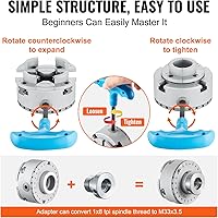 Vista 5 de VEVOR KP2-3/4 Portabrocas de torno, 4 mordazas de 7 cm de diámetro, accesorios de máquina de torno de metal, herramienta autocentrante, para torno