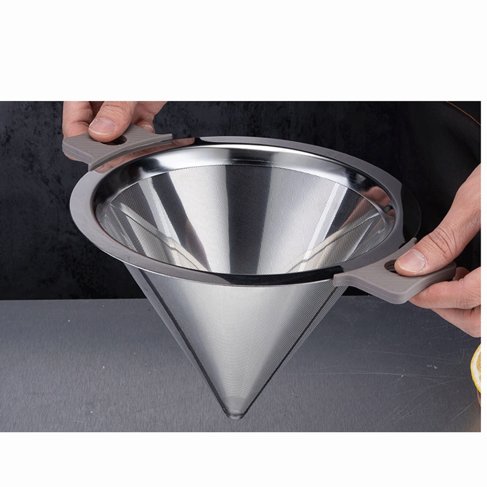 Colador de té de acero inoxidable 304, embudo cónico, filtro de té, separación fina de escoria (doble capa)