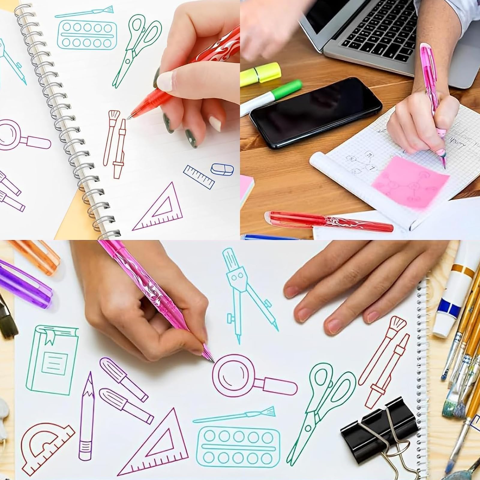 Lot de 18 stylos à bille effaçables - Stylo à bille effaçable - Pour fournitures de bureau, fournitures scolaires et étudiants