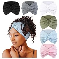 Vista 11 de Tobeffect Diademas Turbante Extra Anchas para Mujeres, Diademas Grandes de 7'', Diadema Bohemia Colorida con Nudo Retorcido, Accesorios