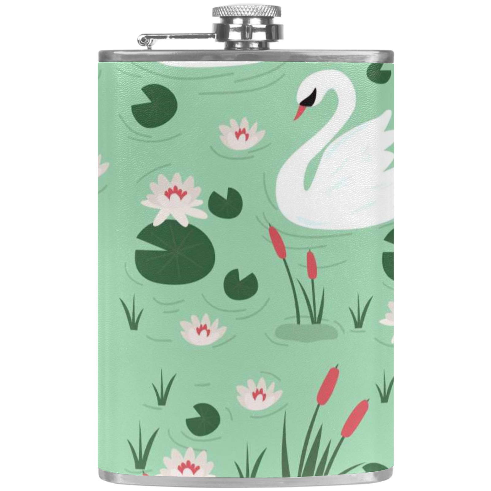 Flasque à whisky de poche en cuir finitions cygne vert avec entonnoir inclus