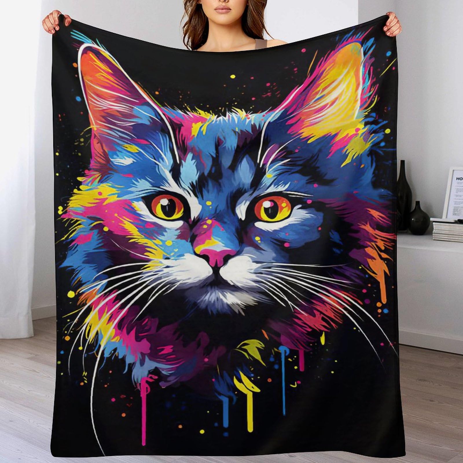 Tapis douillet et jeté polaire chaud de canapé couverture pour chat 150x200cm