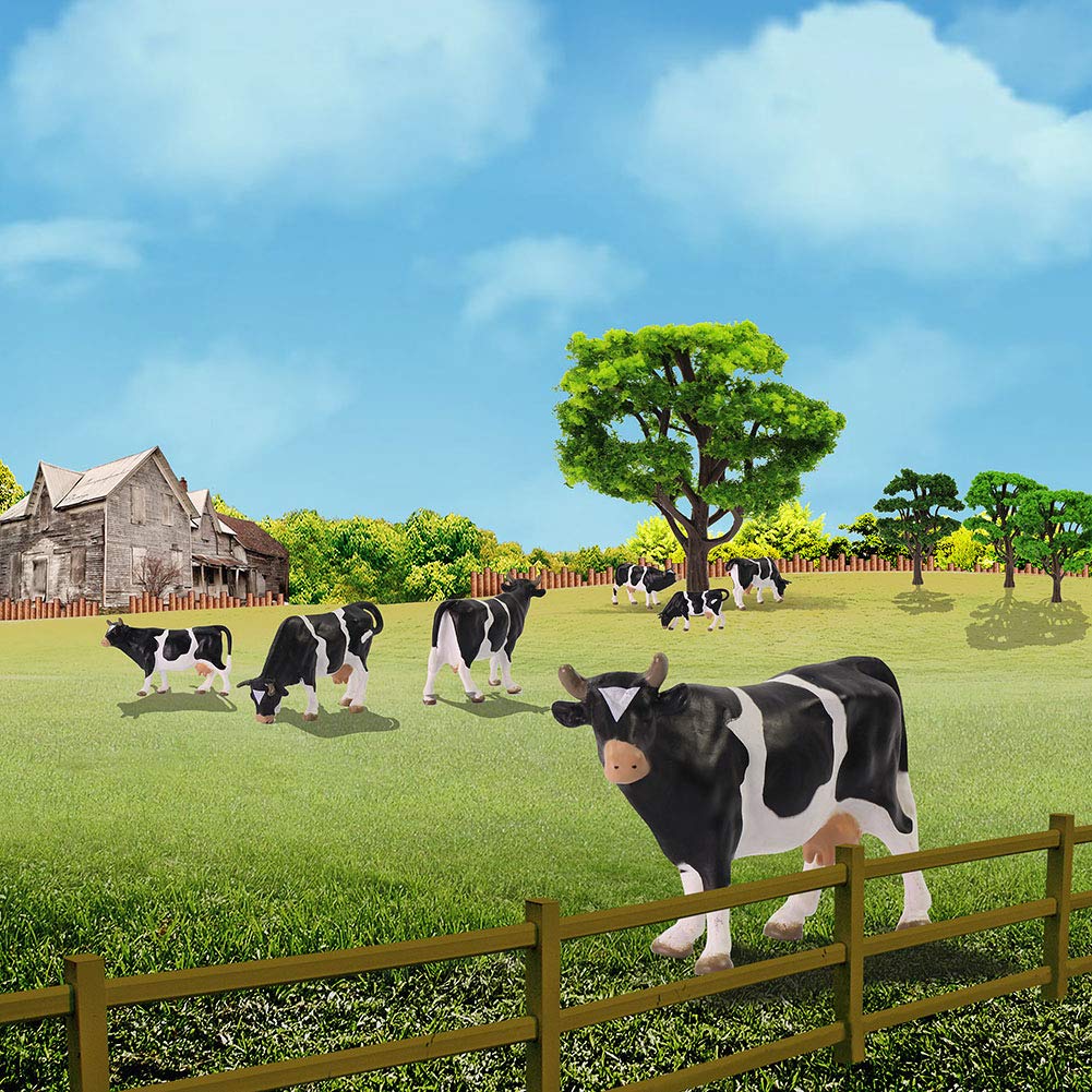 Evemodel AN4303 Lot de 15 petits trains en PVC Motif chevaux et vaches 1/43