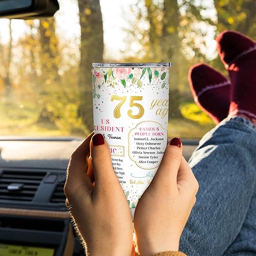 Miniatura 4 de Regalos de cumpleaños número 75 para mujer, vaso de cumpleaños de 1949, regalo de feliz 75 años para mamá, abuela, tazas de decoración de cumpleaños