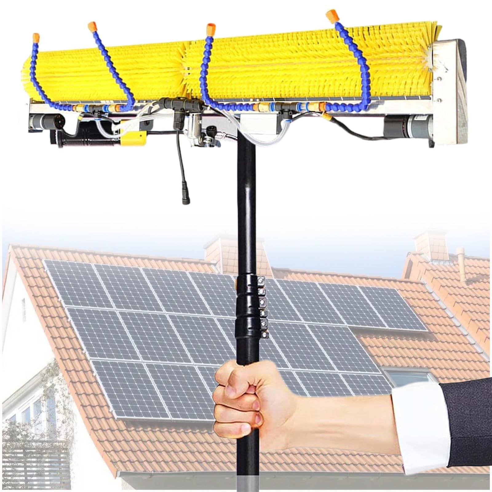 IUokLU Solar Panel Cleaning Kit with Telescopic Pole and Wide Brush Head for Efficient Maintenance(7m)