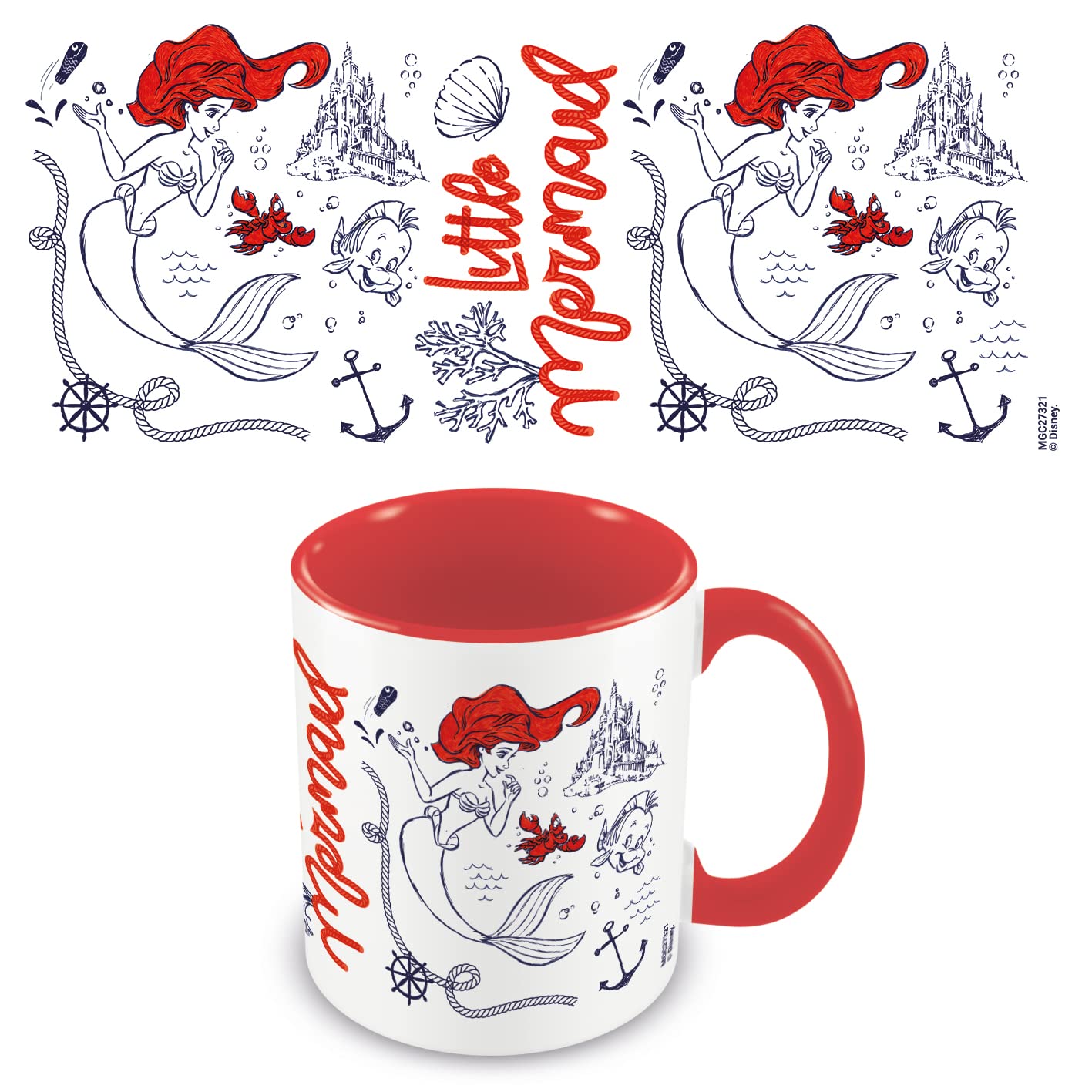MGC27321 The Little Mermaid Ceramic Coffee Mug in Presentation Gift Box, 11oz Capacity, Red