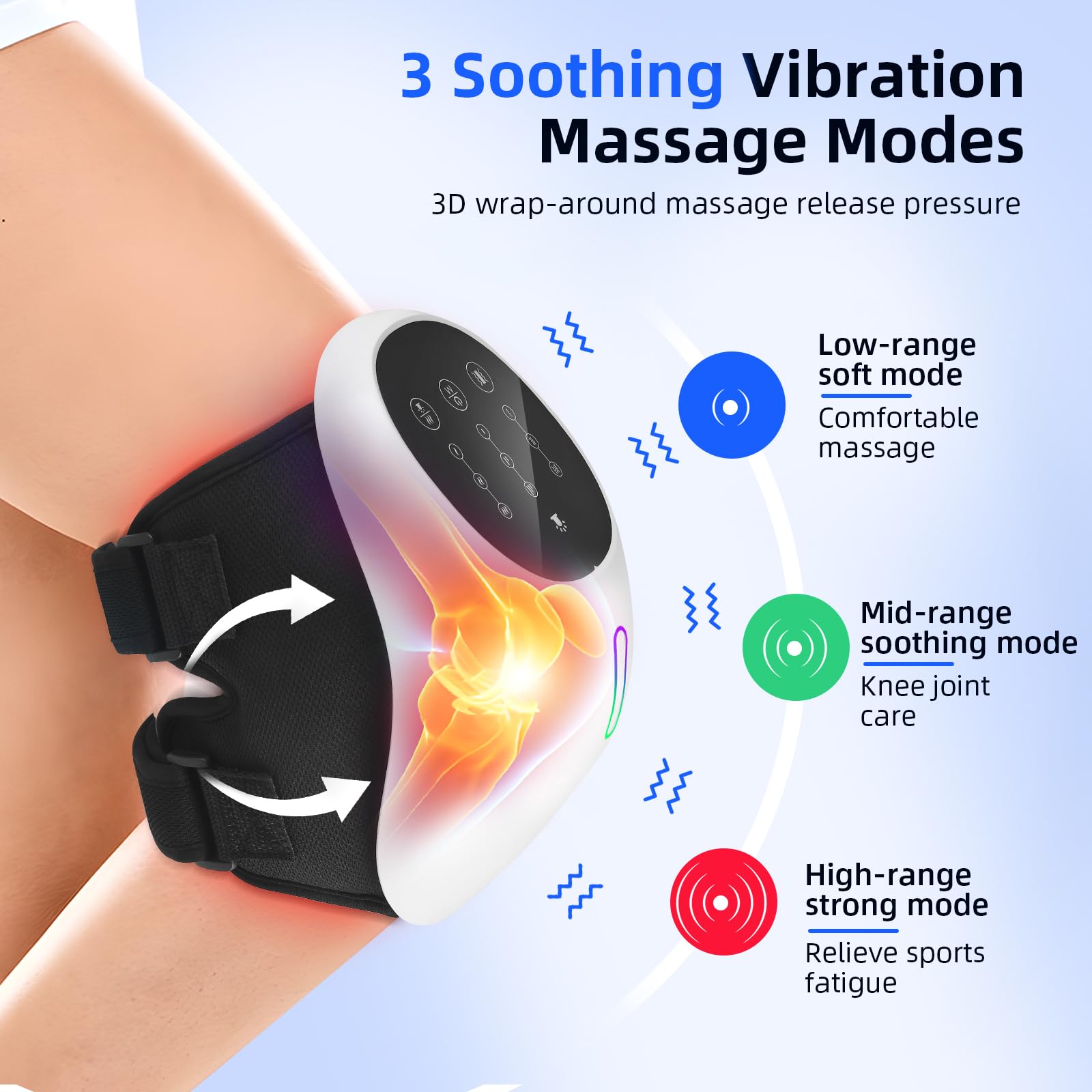 Kniemassagegerät mit Wärme und Luftkompression, Kabelloses Massagegerät