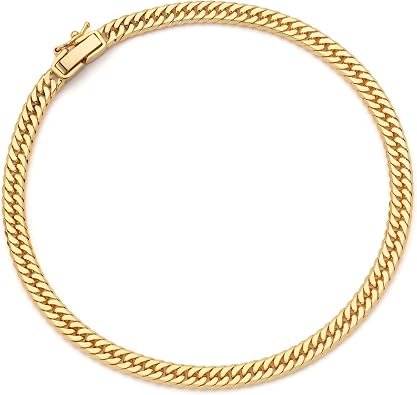 MJP K18 6-sided W Kihei Bracelet, 0.2 oz 6.00 g, 7.1 inches 18 cm, Medium Fold, Made in Japan, 18K