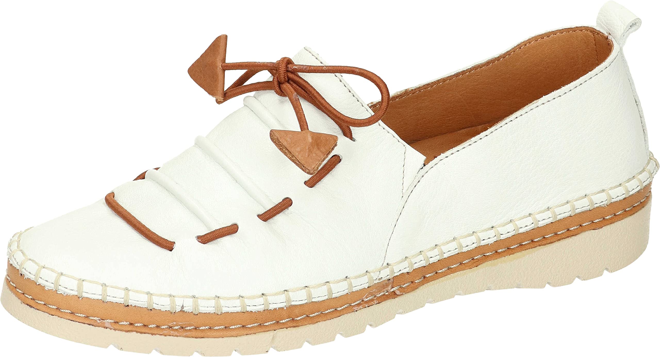 Manitu Women's 840089-03 Loafer, White, 6 UK