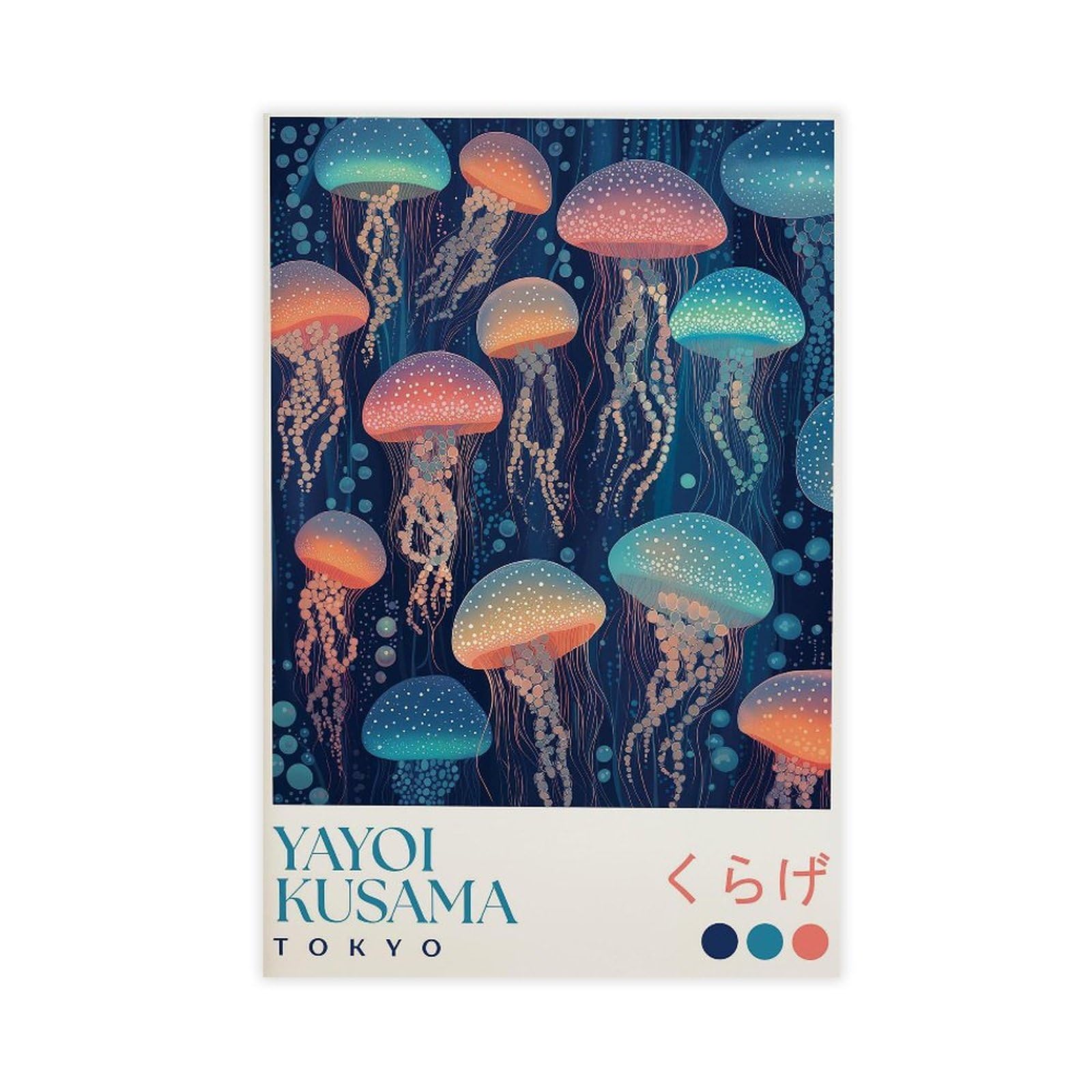 Goiaegag Yayoi Kusama Jellyfish Print Canvas Poster Bedroom Decor Landscape Office Room Decor Gift 20X30inch(50X75cm)